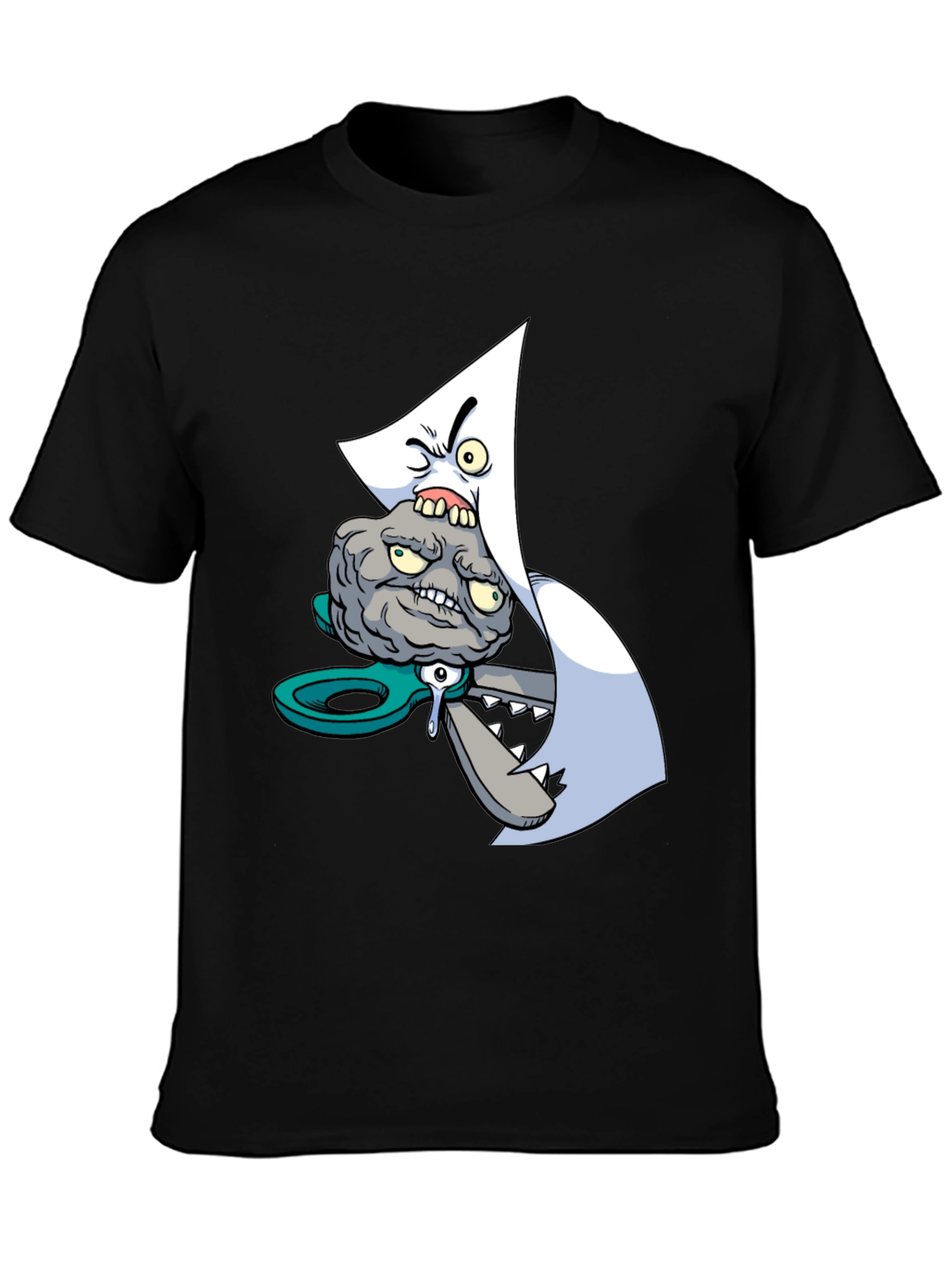 Cartoon Graphic Print Black T-Shirt