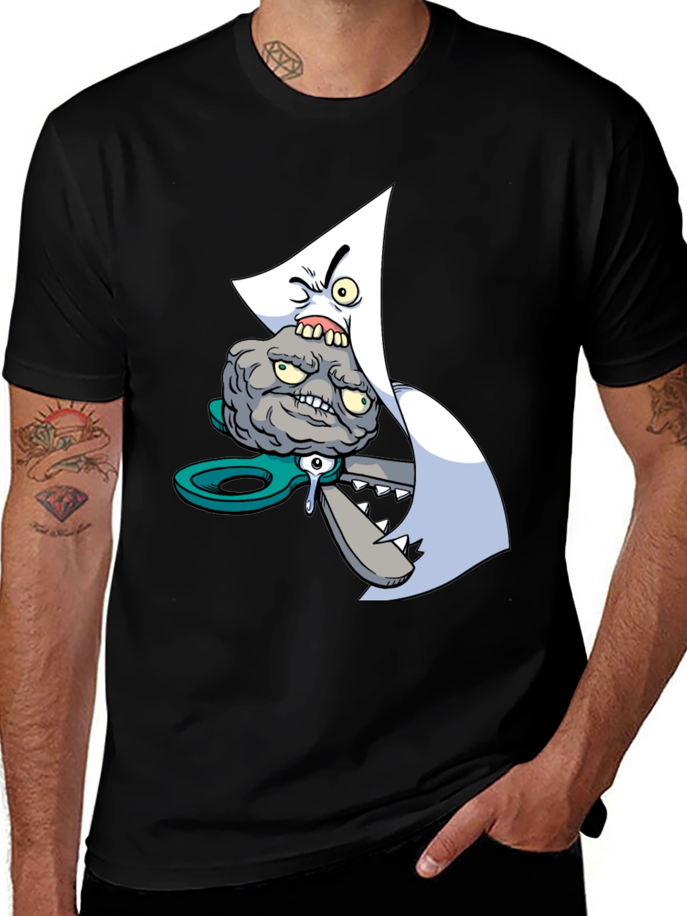 Cartoon Graphic Print Black T-Shirt