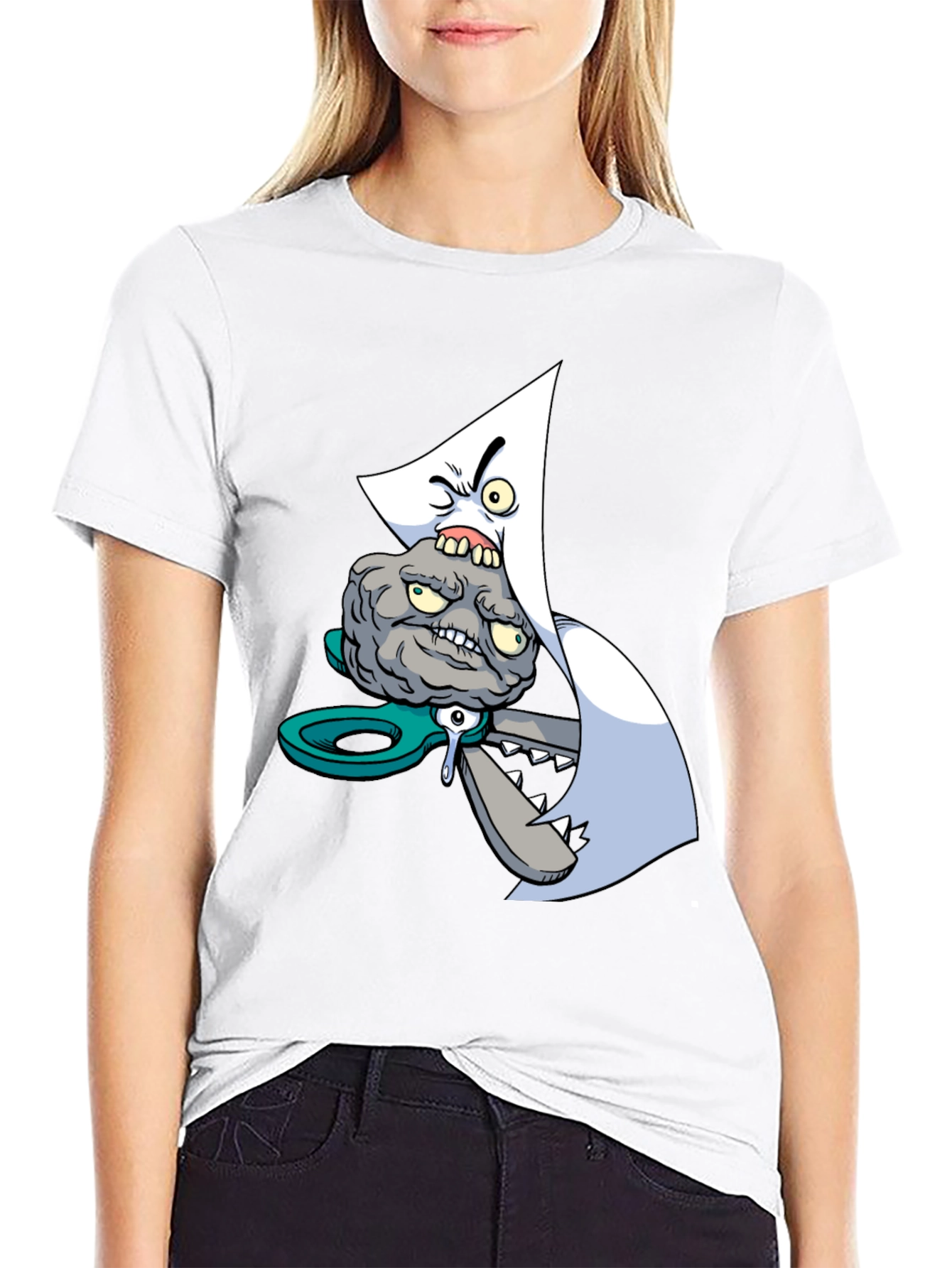 Cartoon Graphic Print Black T-Shirt