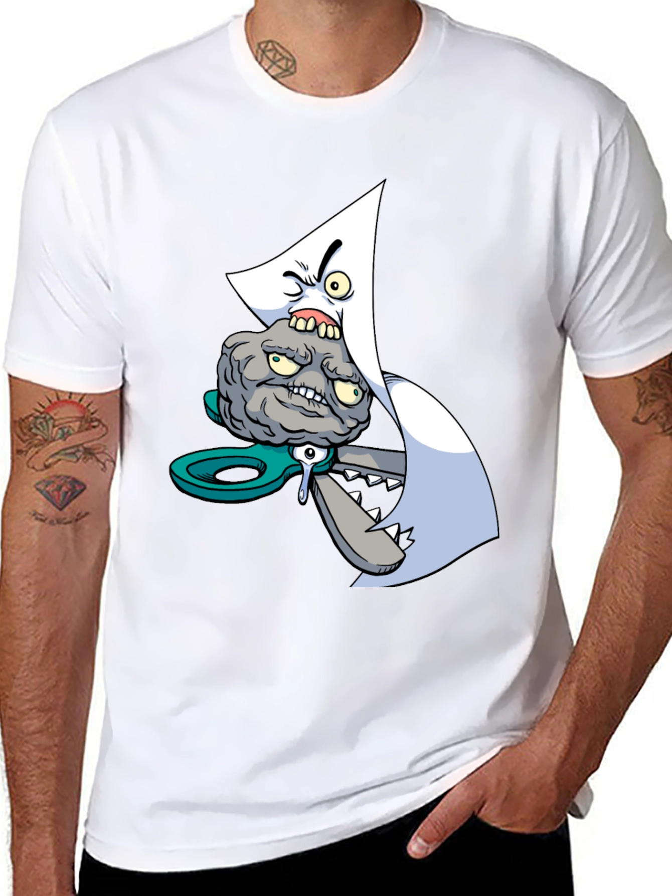 Cartoon Graphic Print Black T-Shirt