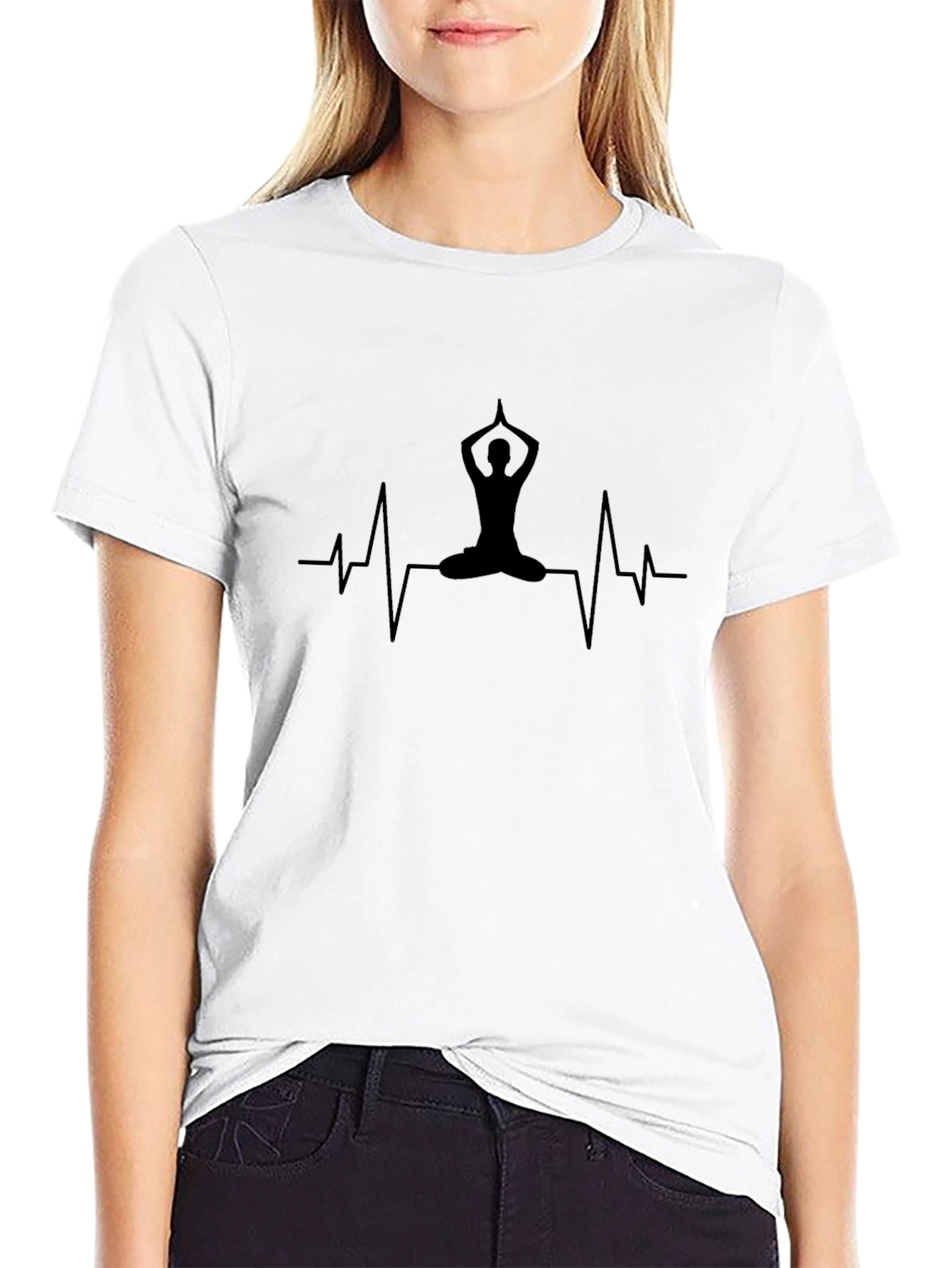 Yoga Heartbeat T-Shirt - Black