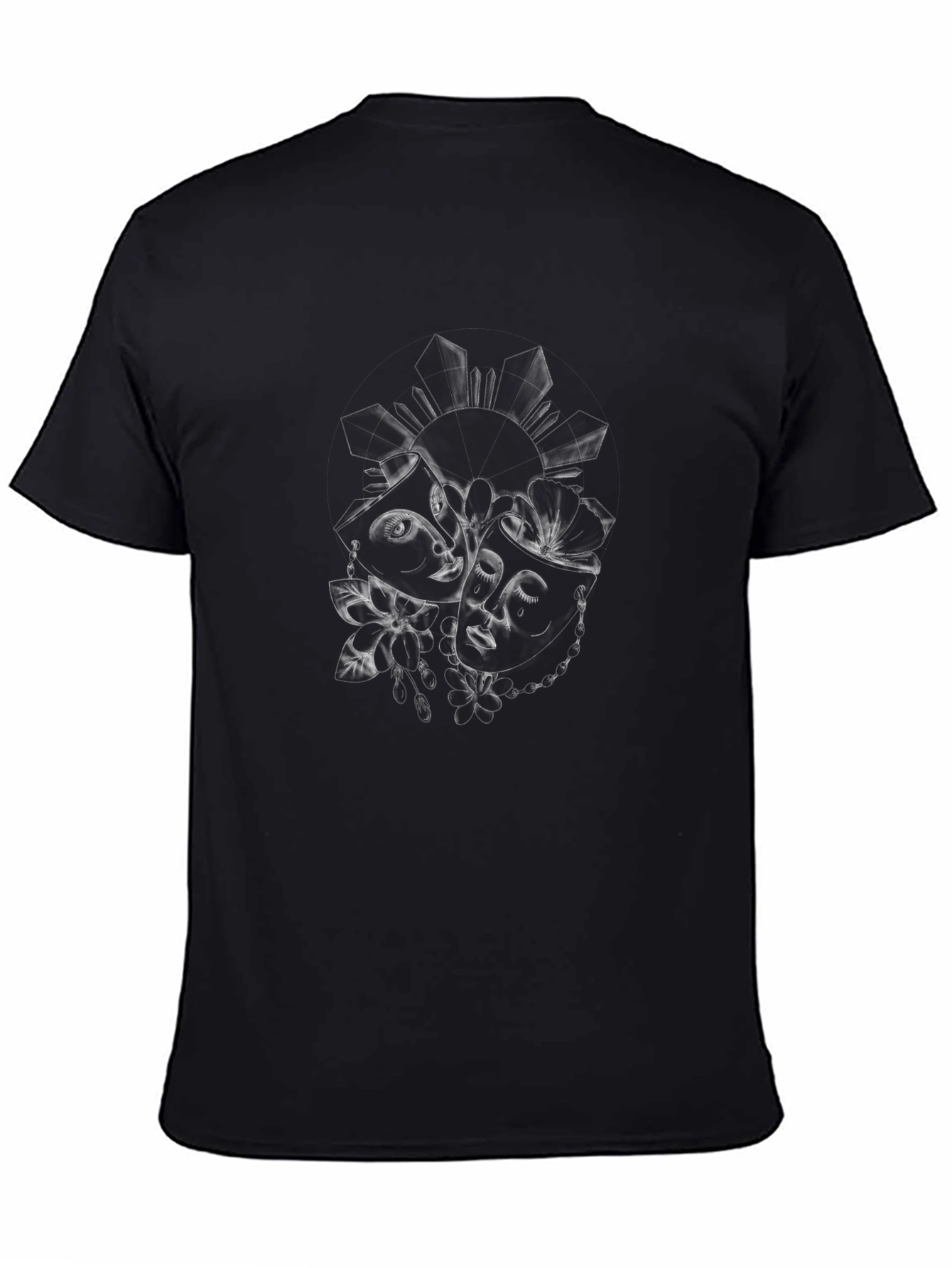 Dramatic Black T-Shirt with Theater Mask Graphic