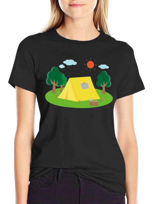 Camping Scene Black T-Shirt