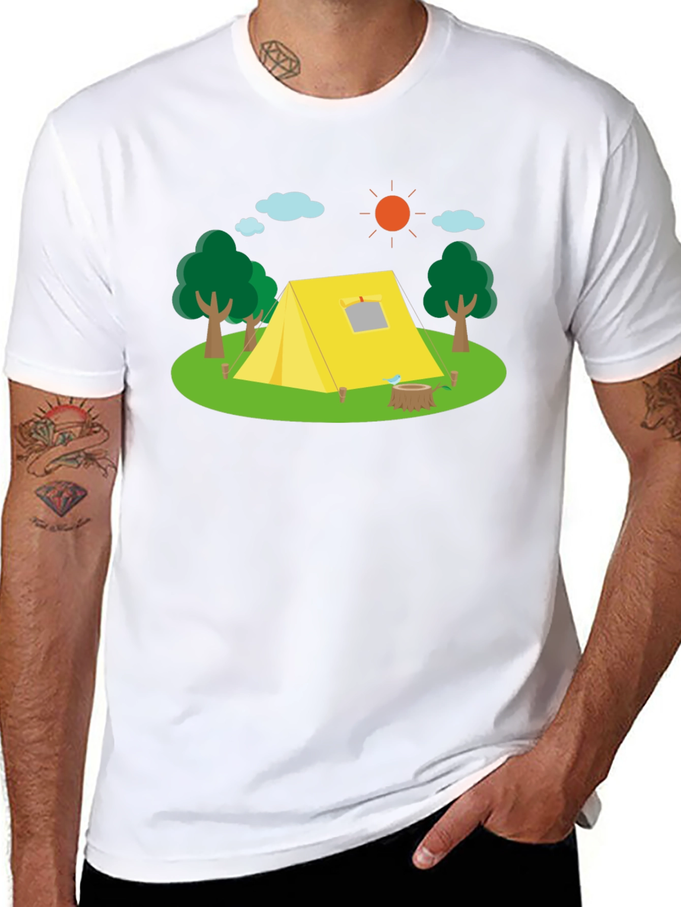 Camping Scene Black T-Shirt