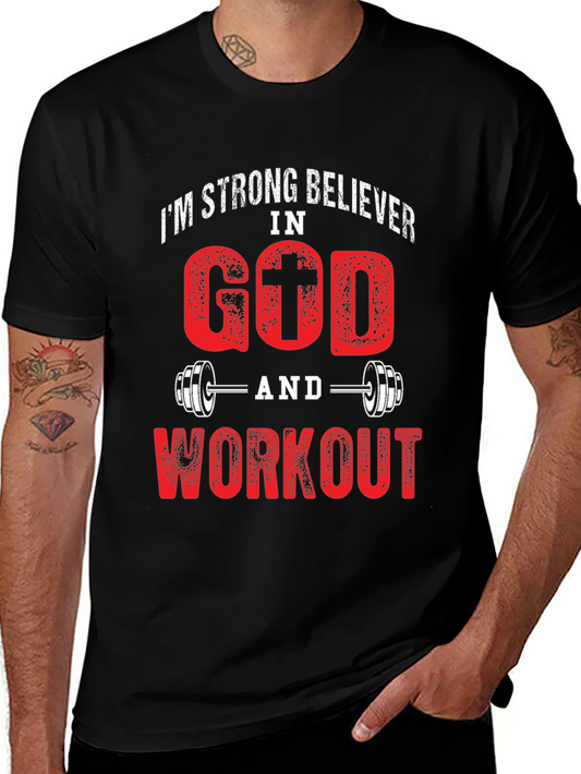 Strong Believer In God and Workout Black T-Shirt