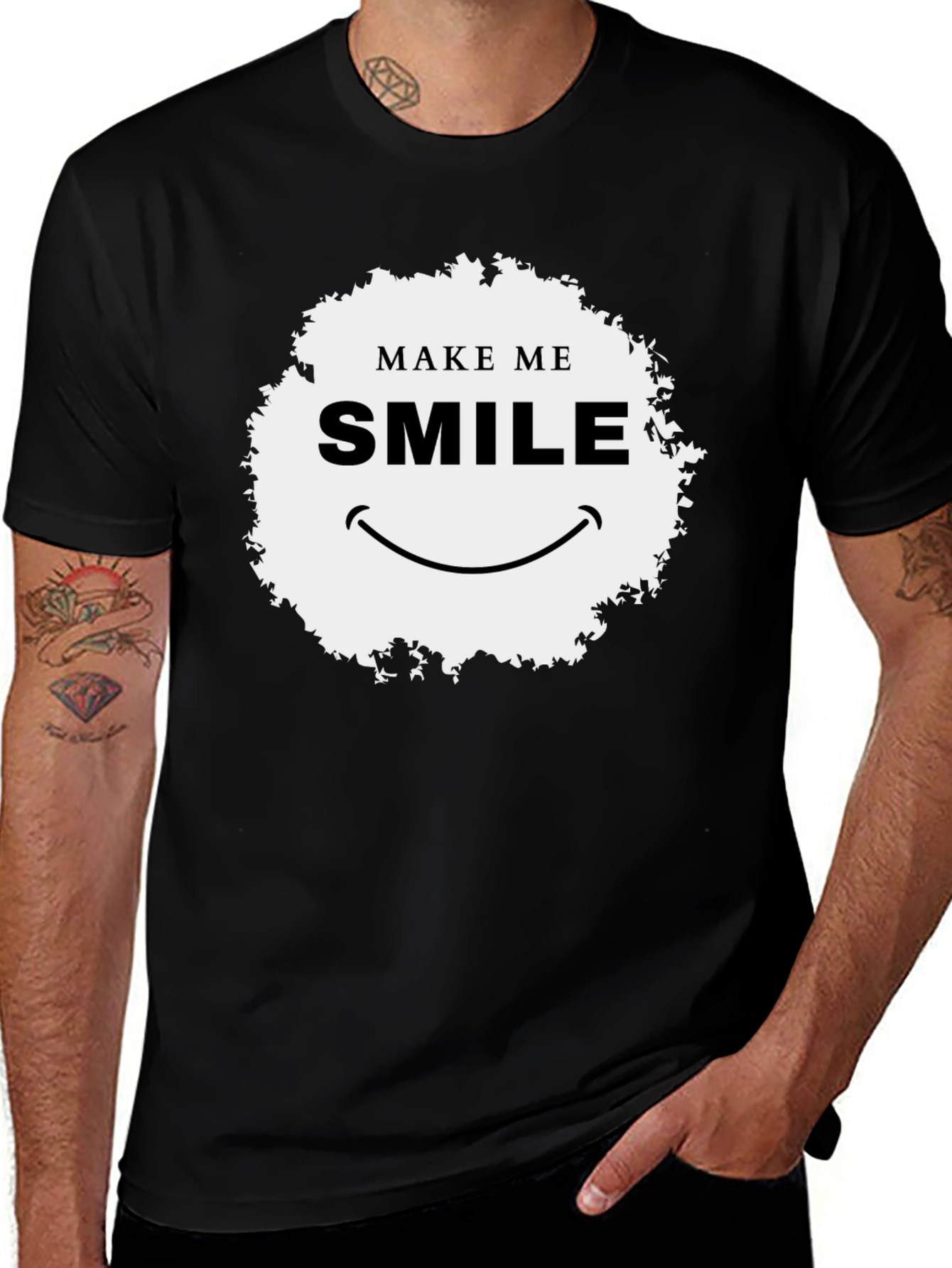 Make Me Smile Graphic T-Shirt - Black Classic Fit