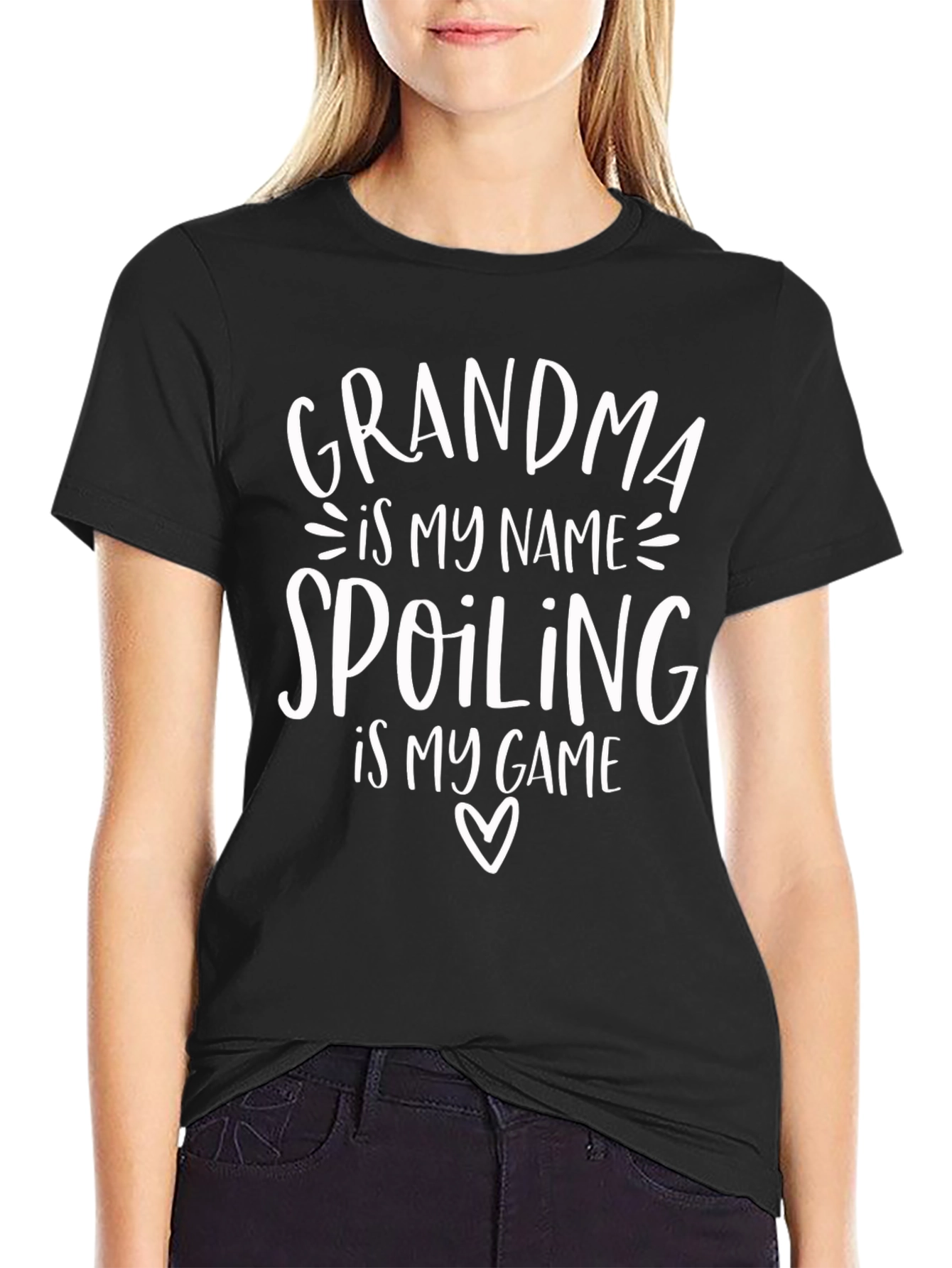 Grandma Spoiling Game Black Cotton Graphic Tee