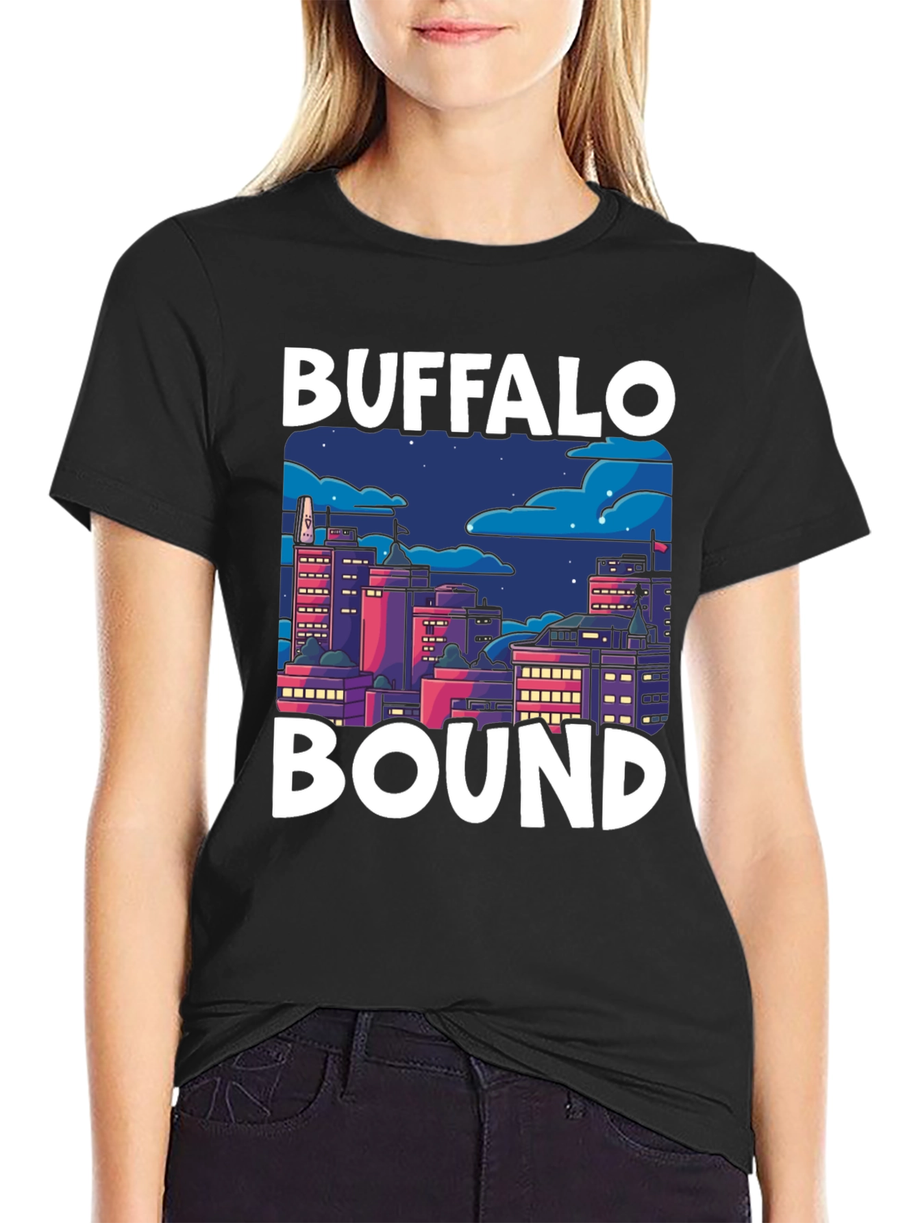 Buffalo Bound Graphic Tee - Cityscape Design