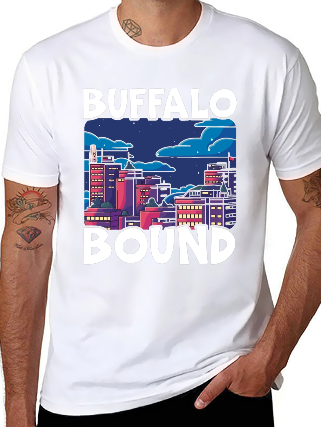 Buffalo Bound Graphic Tee - Cityscape Design