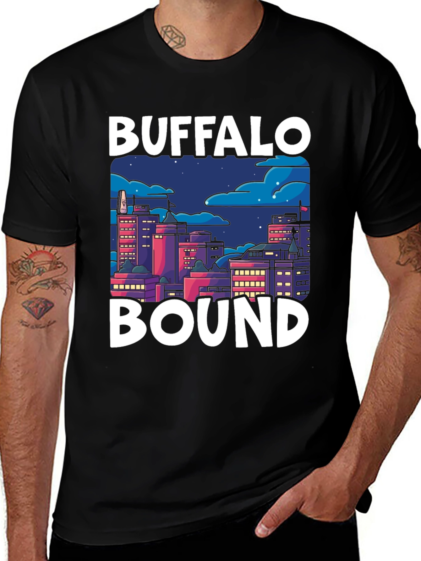 Buffalo Bound Graphic Tee - Cityscape Design