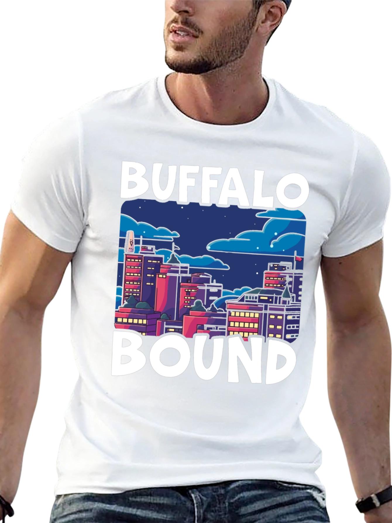 Buffalo Bound Graphic Tee - Cityscape Design