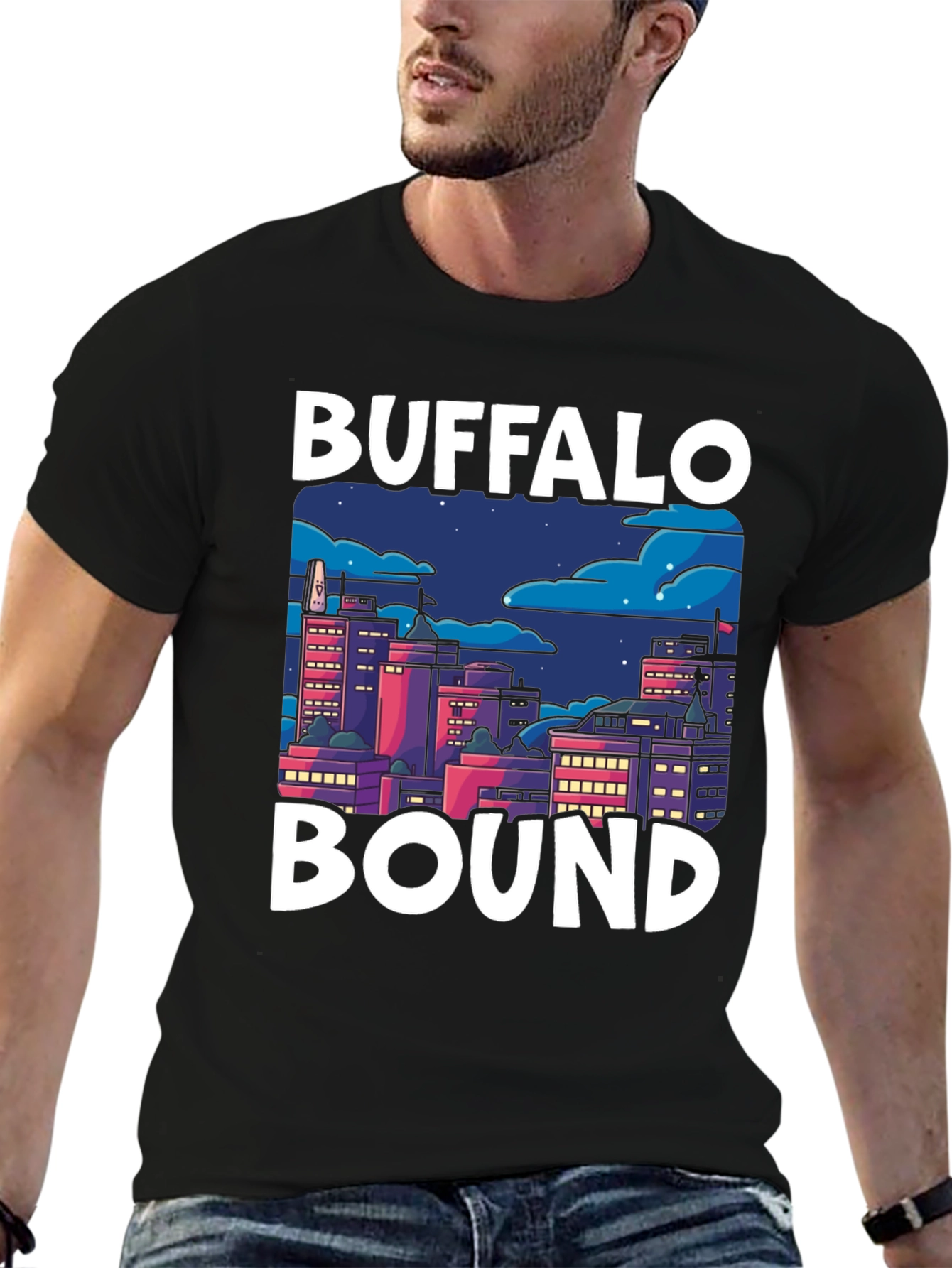 Buffalo Bound Graphic Tee - Cityscape Design