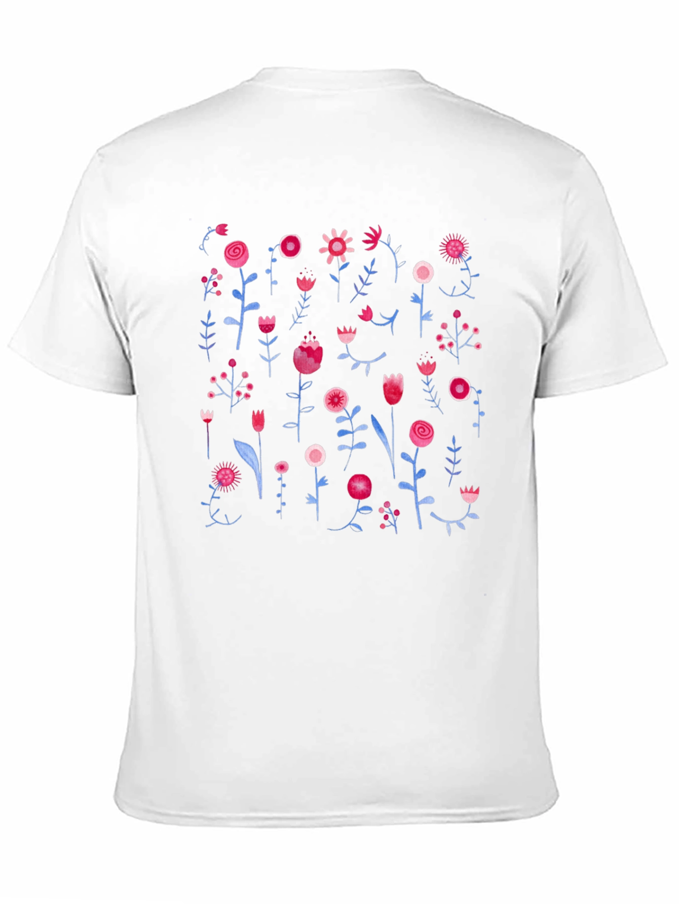 Floral Print Black Crewneck T-Shirt