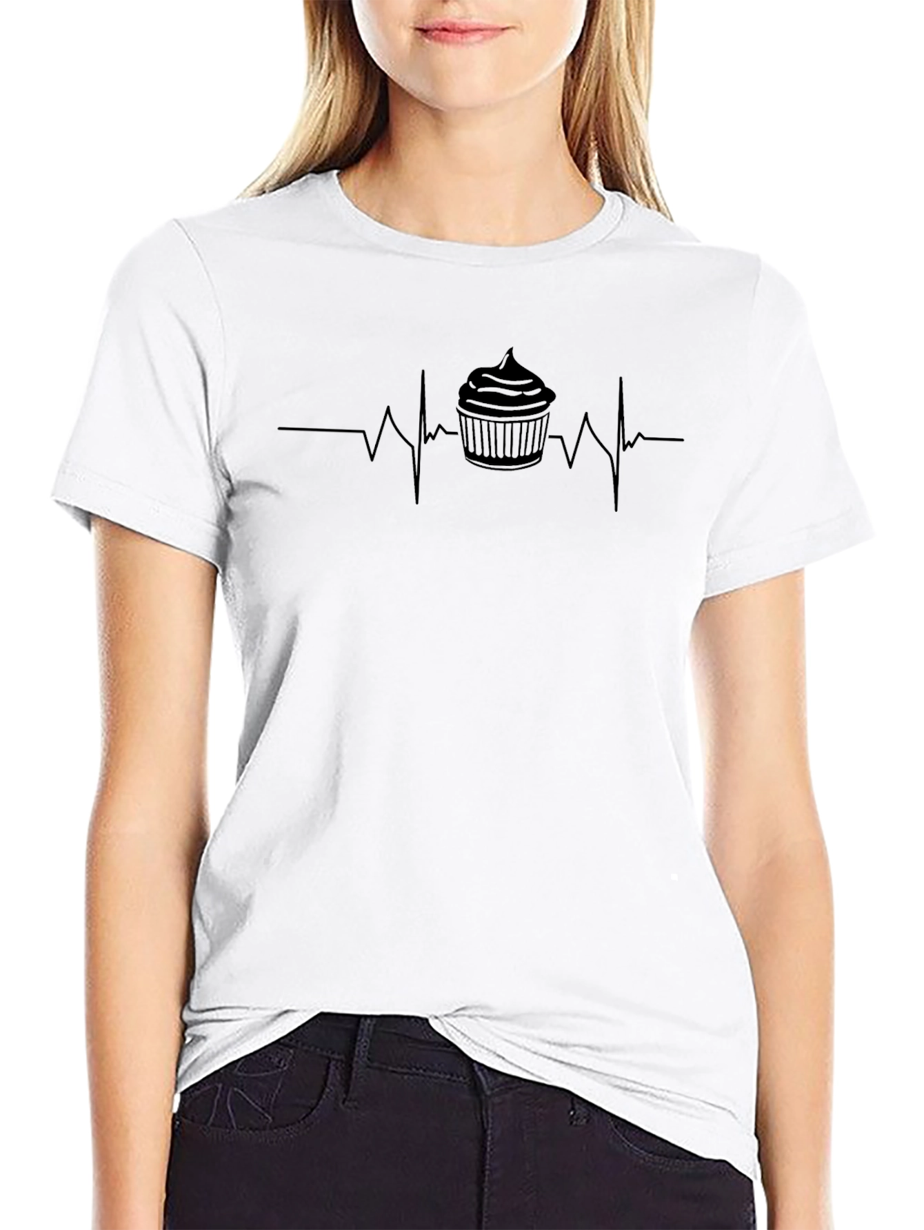 Cupcake Heartbeat T-Shirt - Sweet Life Rhythm