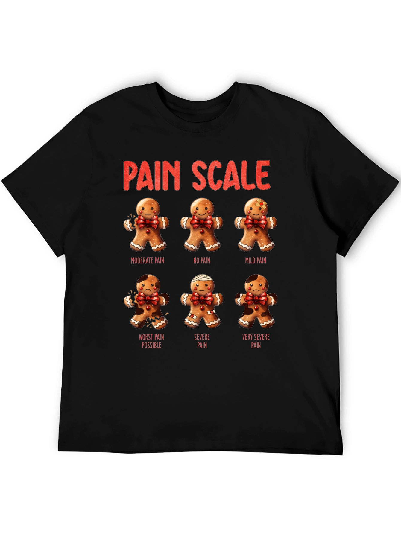 Gingerbread Pain Scale Black T-Shirt