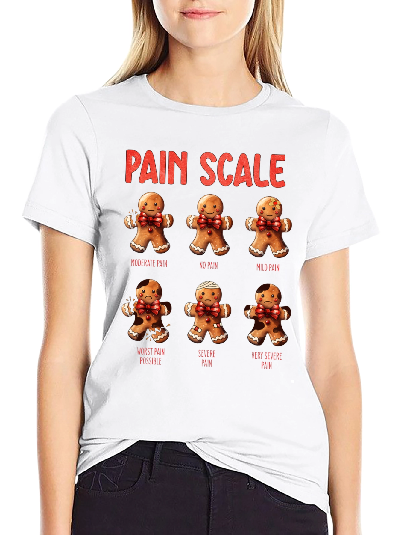 Gingerbread Pain Scale Black T-Shirt