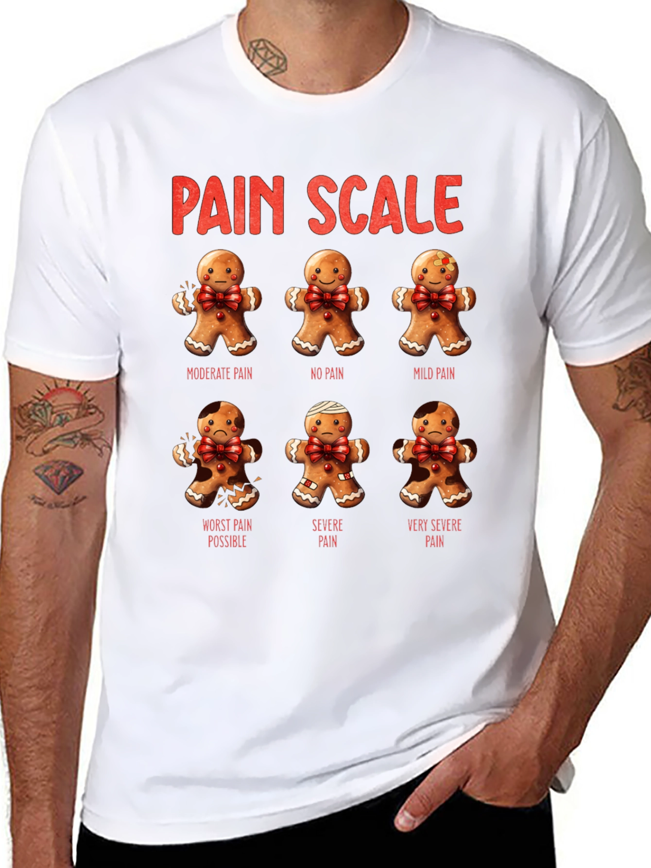 Gingerbread Pain Scale Black T-Shirt