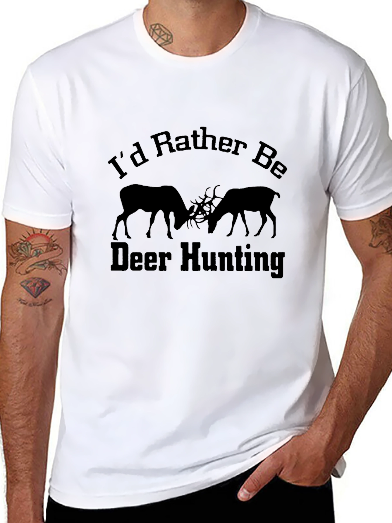 Deer Hunting Graphic Tee - Black Cotton T-Shirt