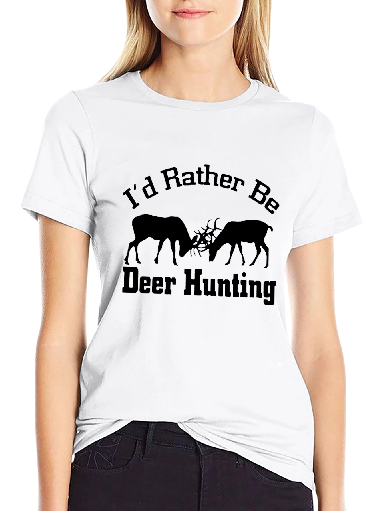 Deer Hunting Graphic Tee - Black Cotton T-Shirt