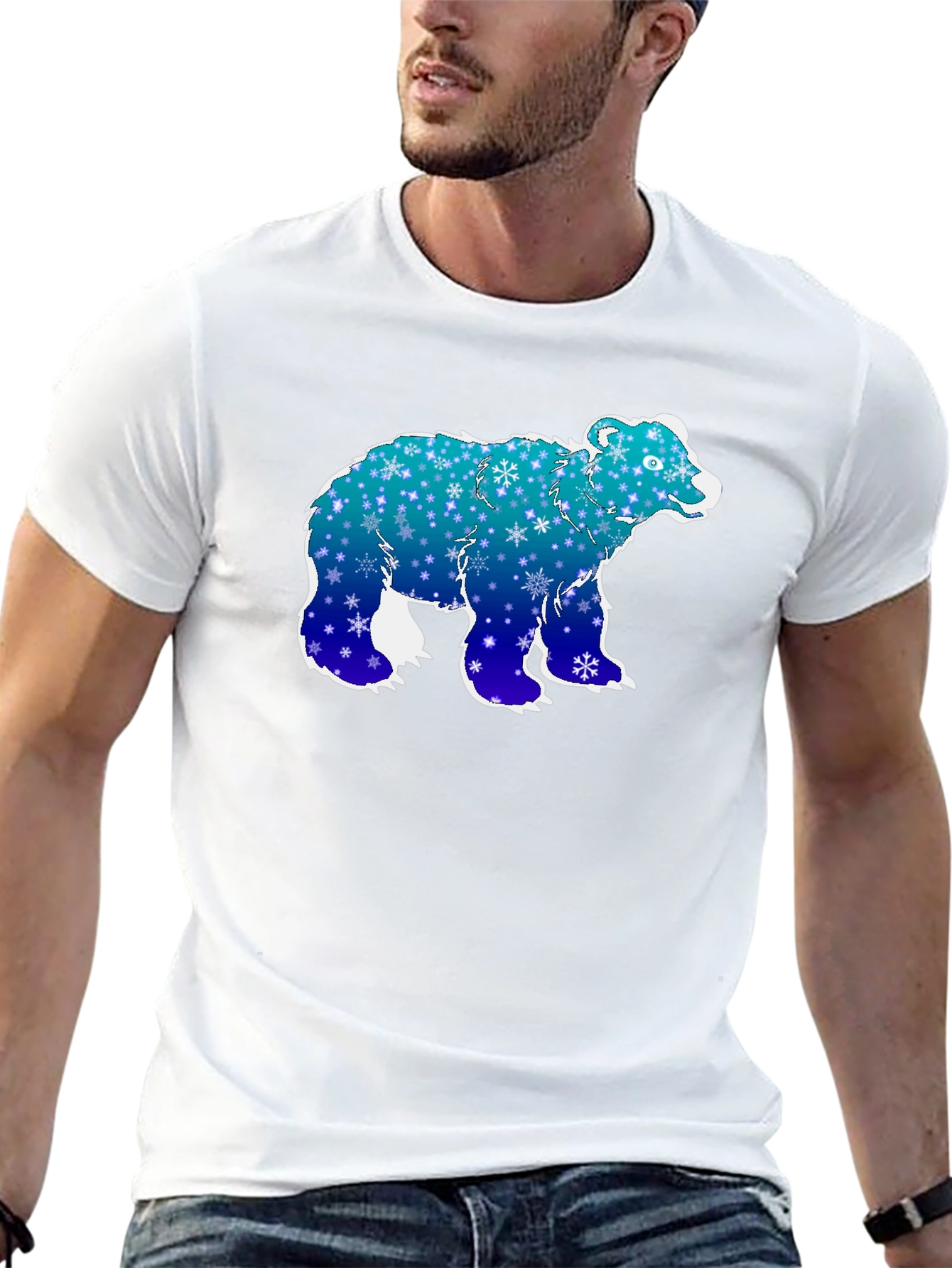 Winter Bear Graphic Tee - Black Cotton T-Shirt