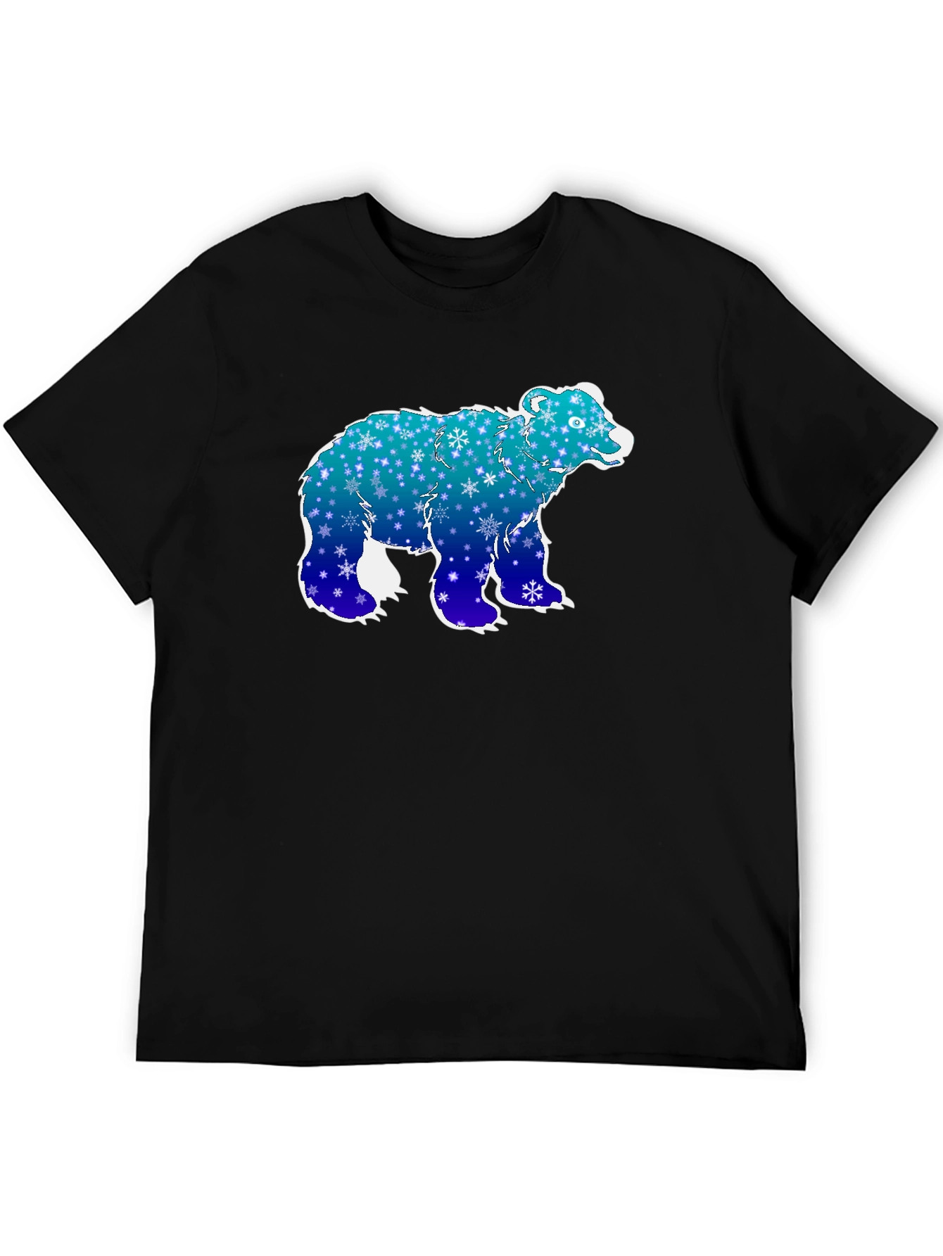 Winter Bear Graphic Tee - Black Cotton T-Shirt