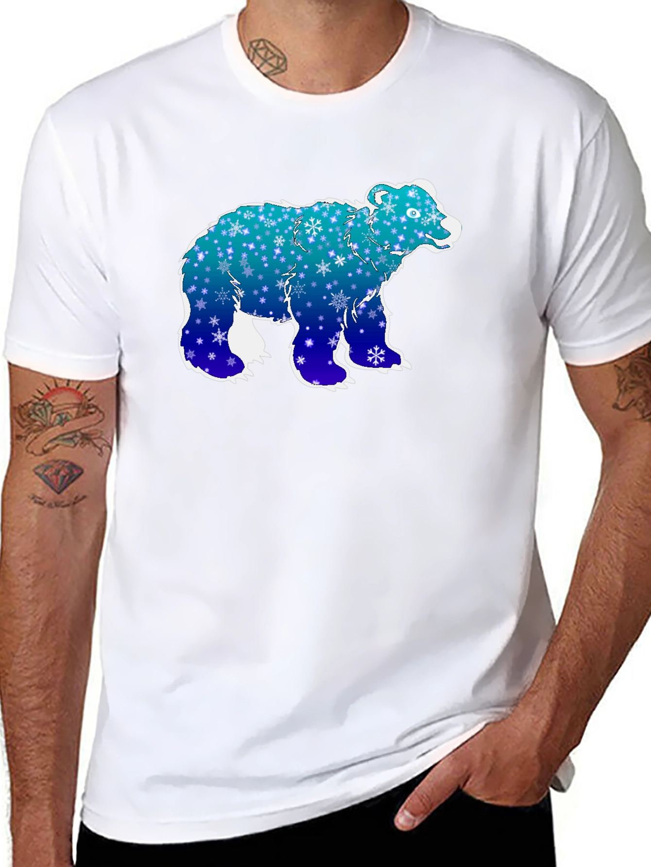 Winter Bear Graphic Tee - Black Cotton T-Shirt