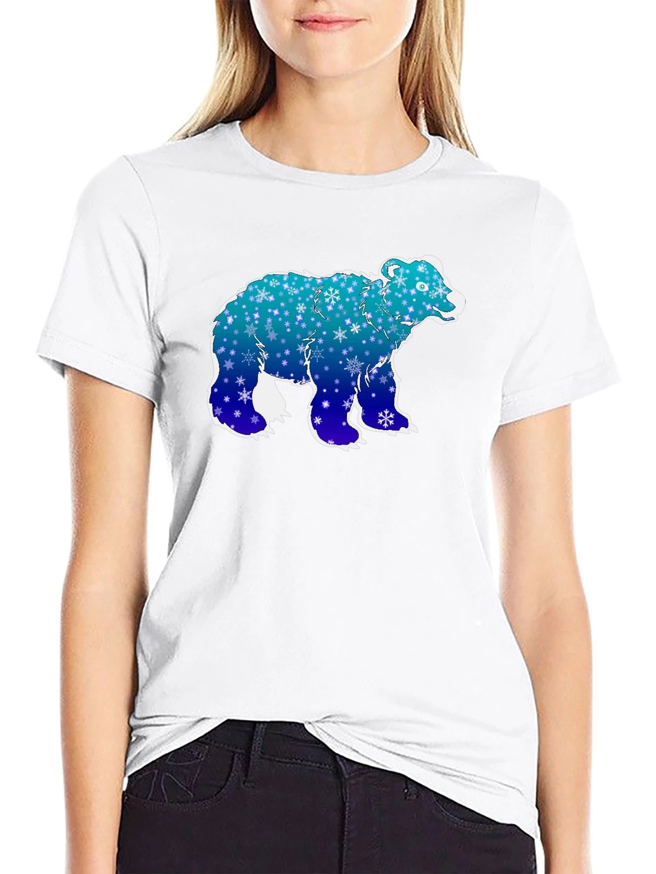 Winter Bear Graphic Tee - Black Cotton T-Shirt
