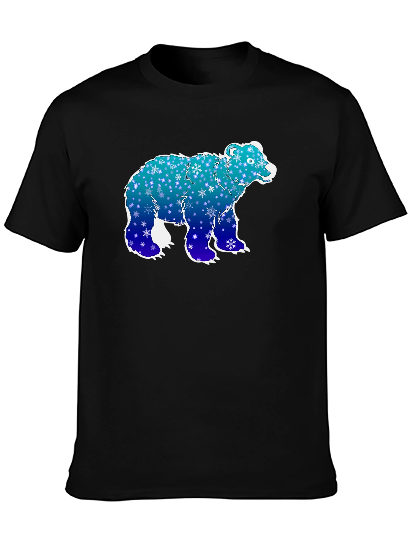 Winter Bear Graphic Tee - Black Cotton T-Shirt