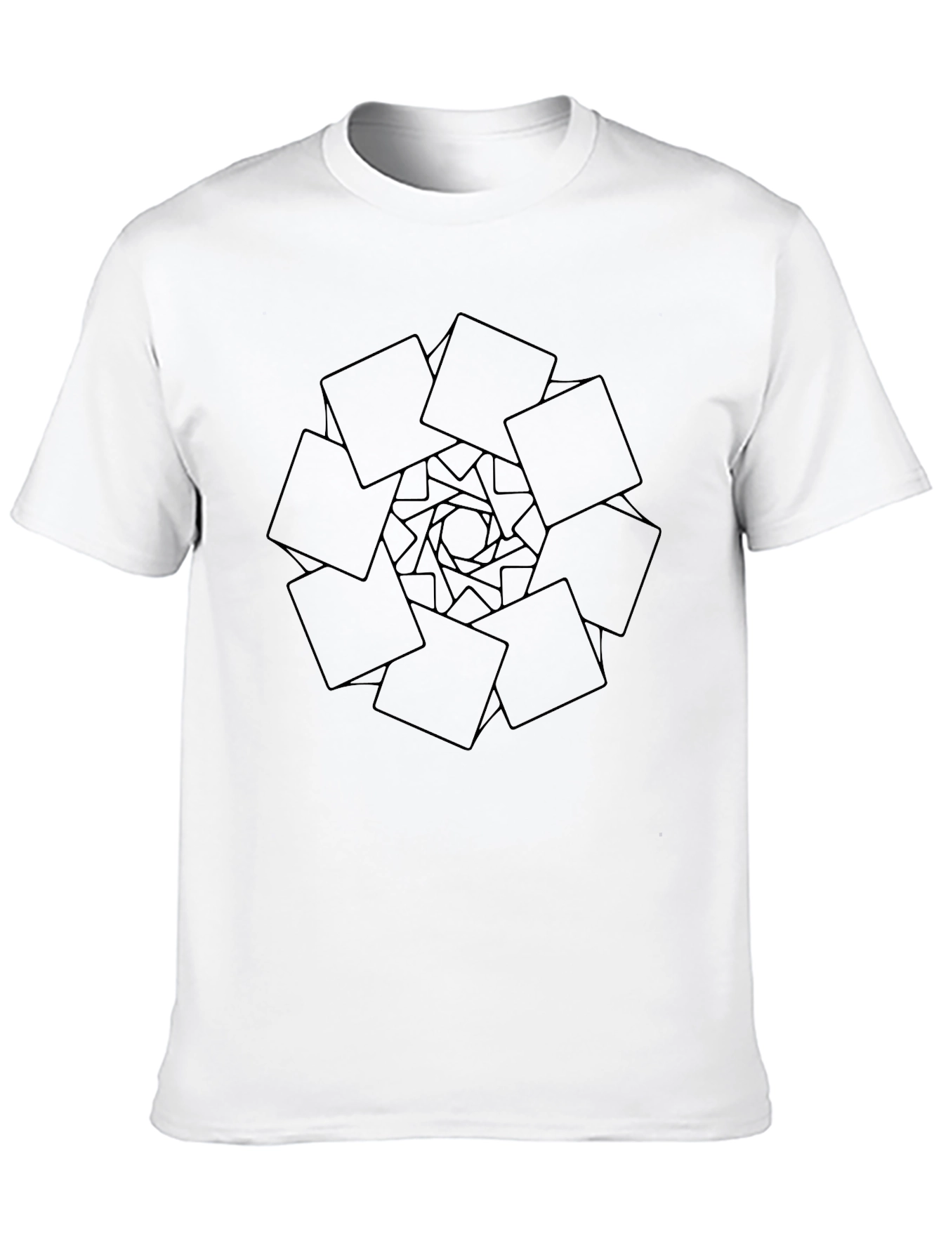 Abstract Geometric Squares Design Black T-Shirt