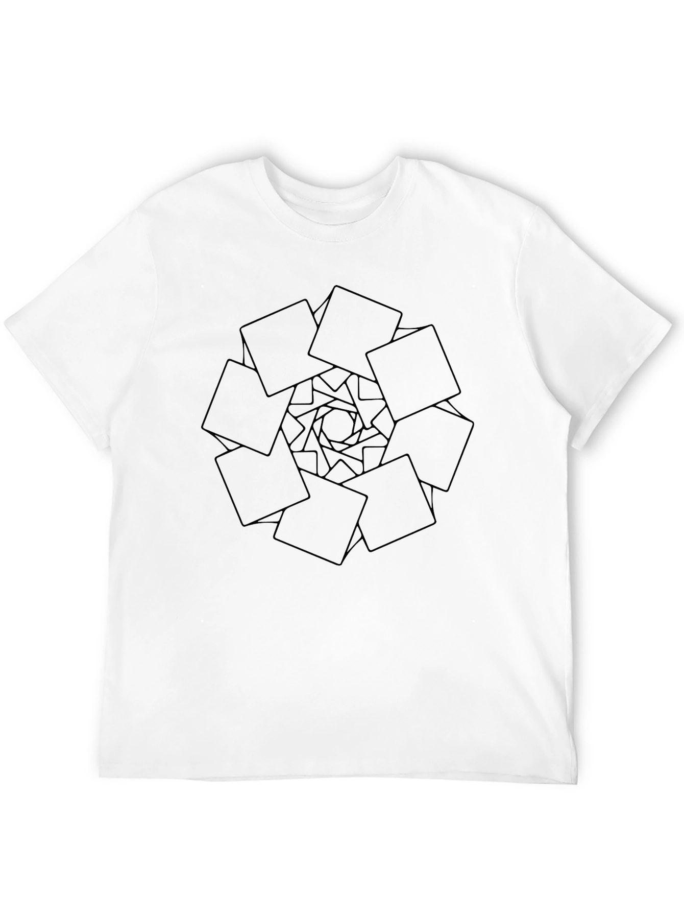Abstract Geometric Squares Design Black T-Shirt