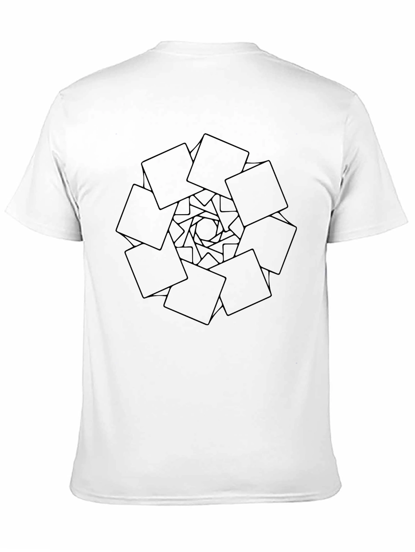 Abstract Geometric Squares Design Black T-Shirt