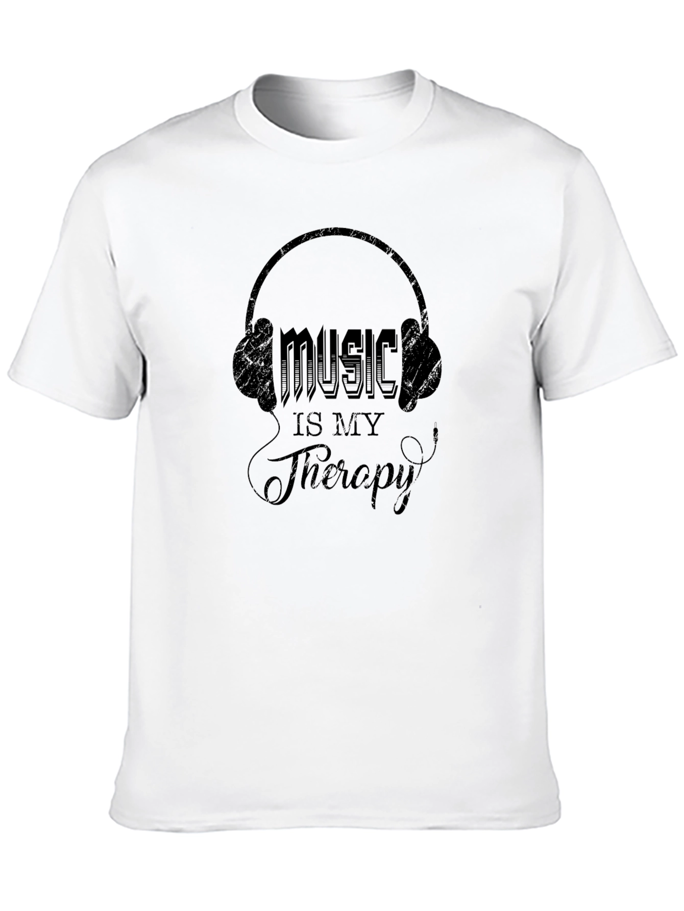 Music is My Therapy T-Shirt | Black Graphic Tee
