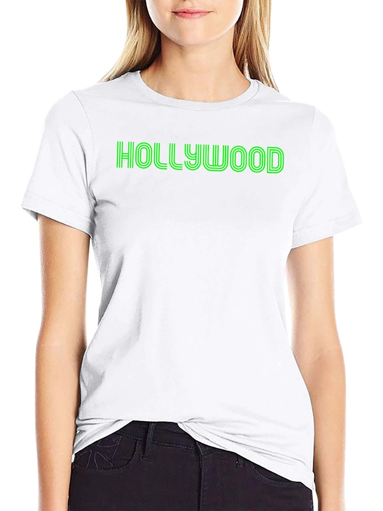Hollywood Graphic Tee - Retro Style Black T-Shirt