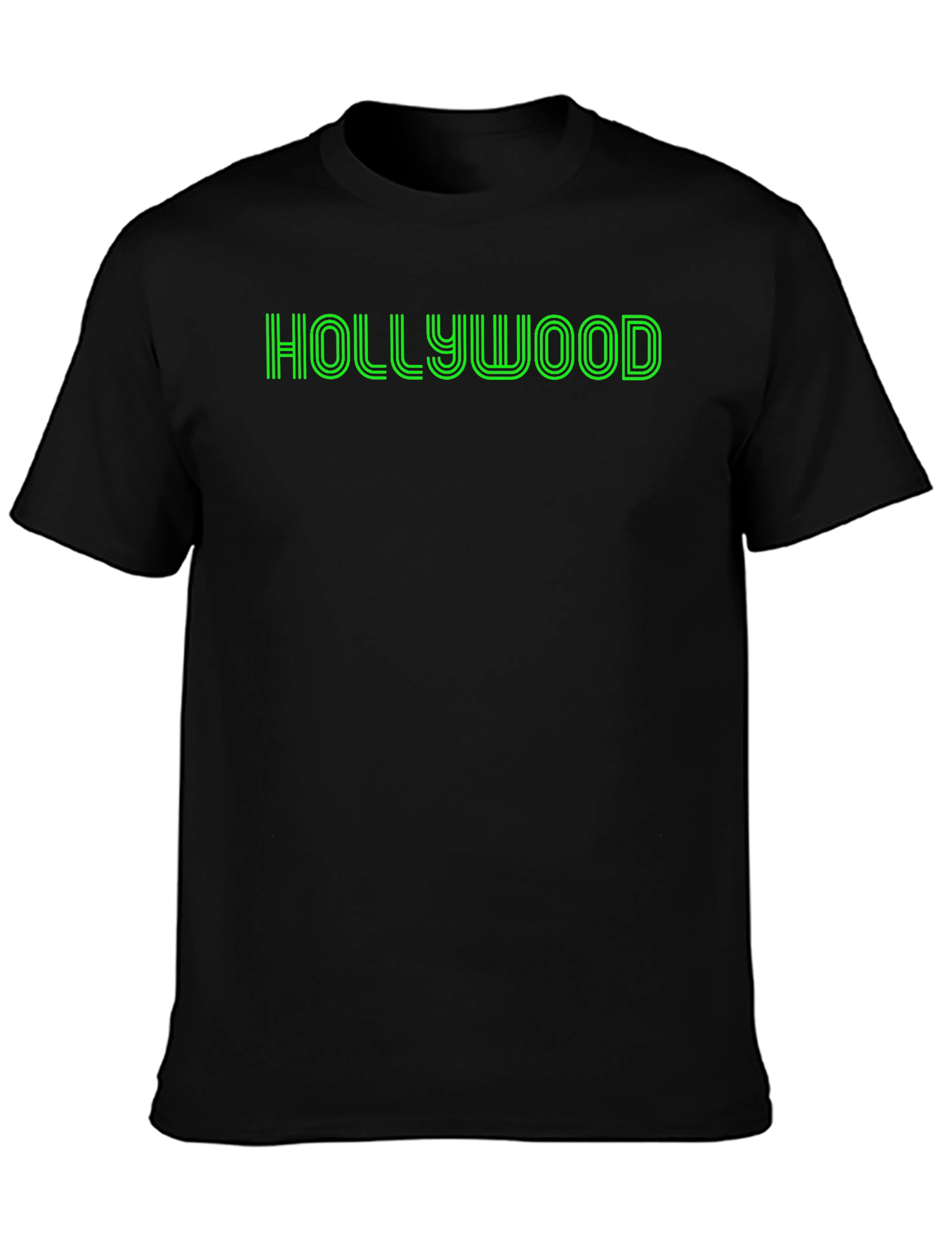Hollywood Graphic Tee - Retro Style Black T-Shirt