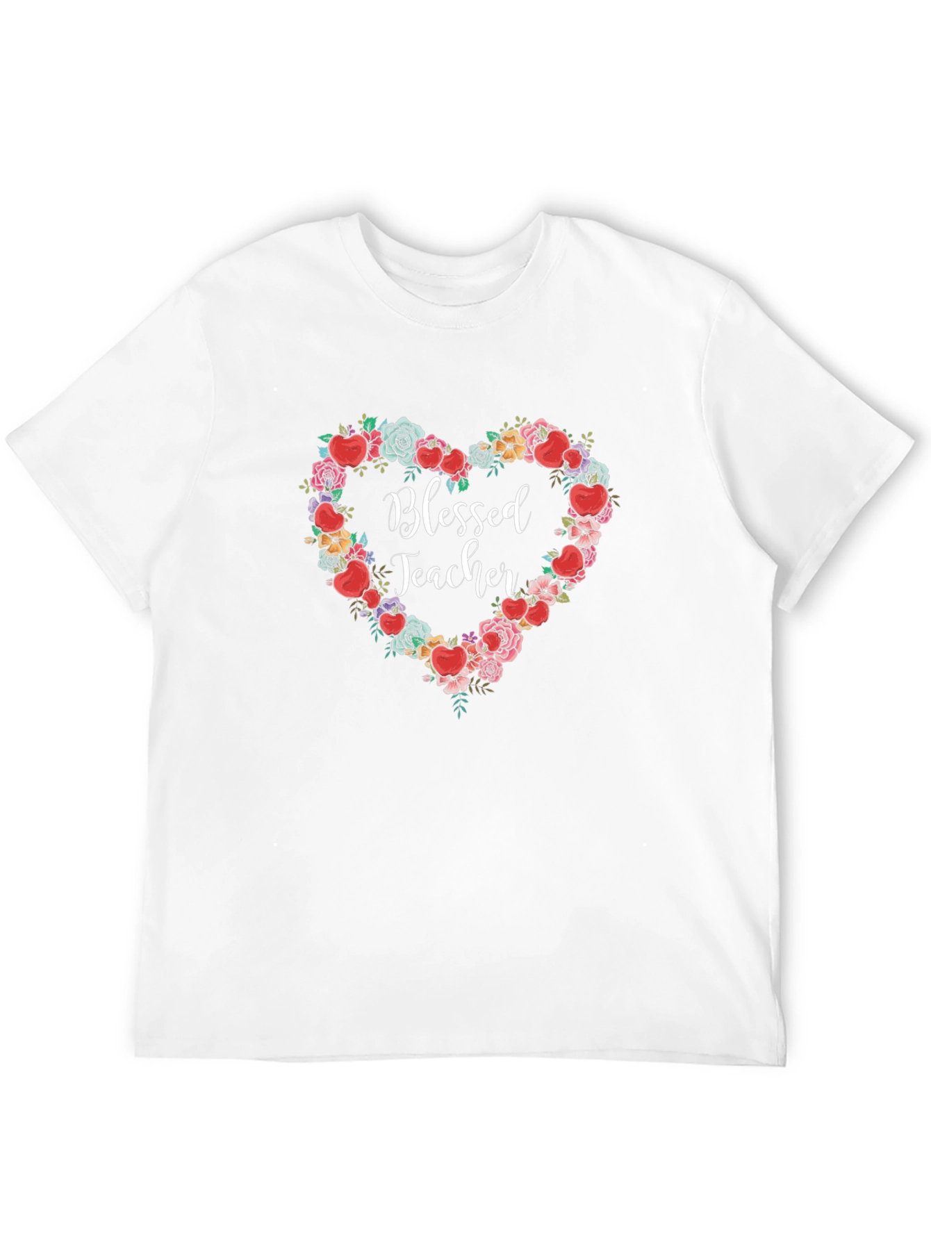 Blessed Teacher Floral Heart T-Shirt