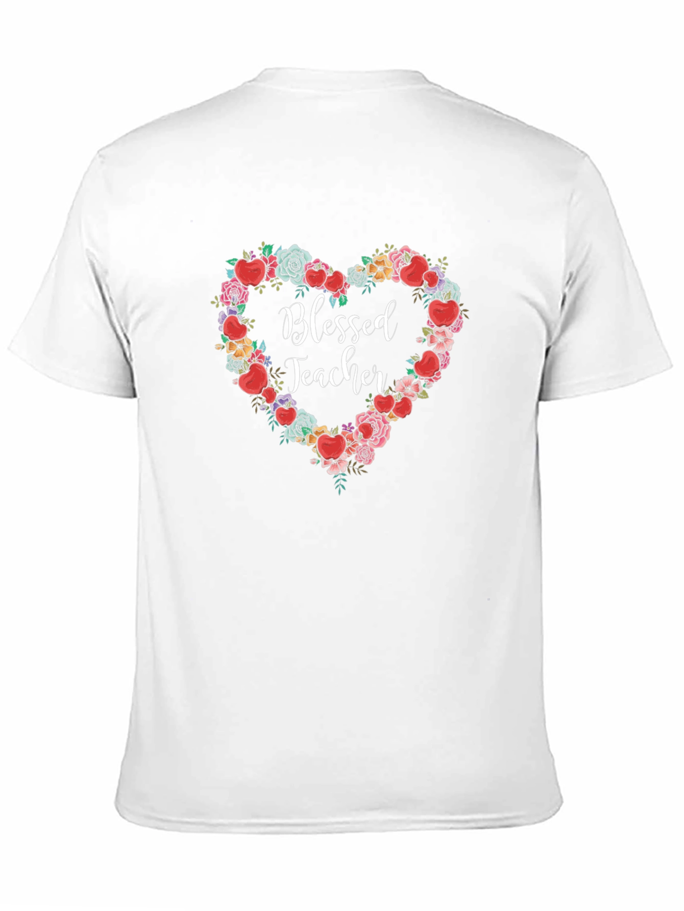 Blessed Teacher Floral Heart T-Shirt