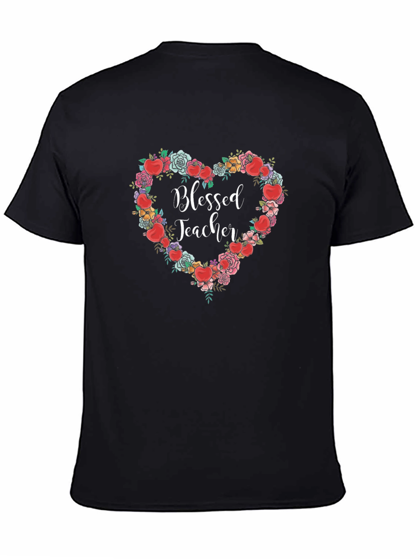 Blessed Teacher Floral Heart T-Shirt