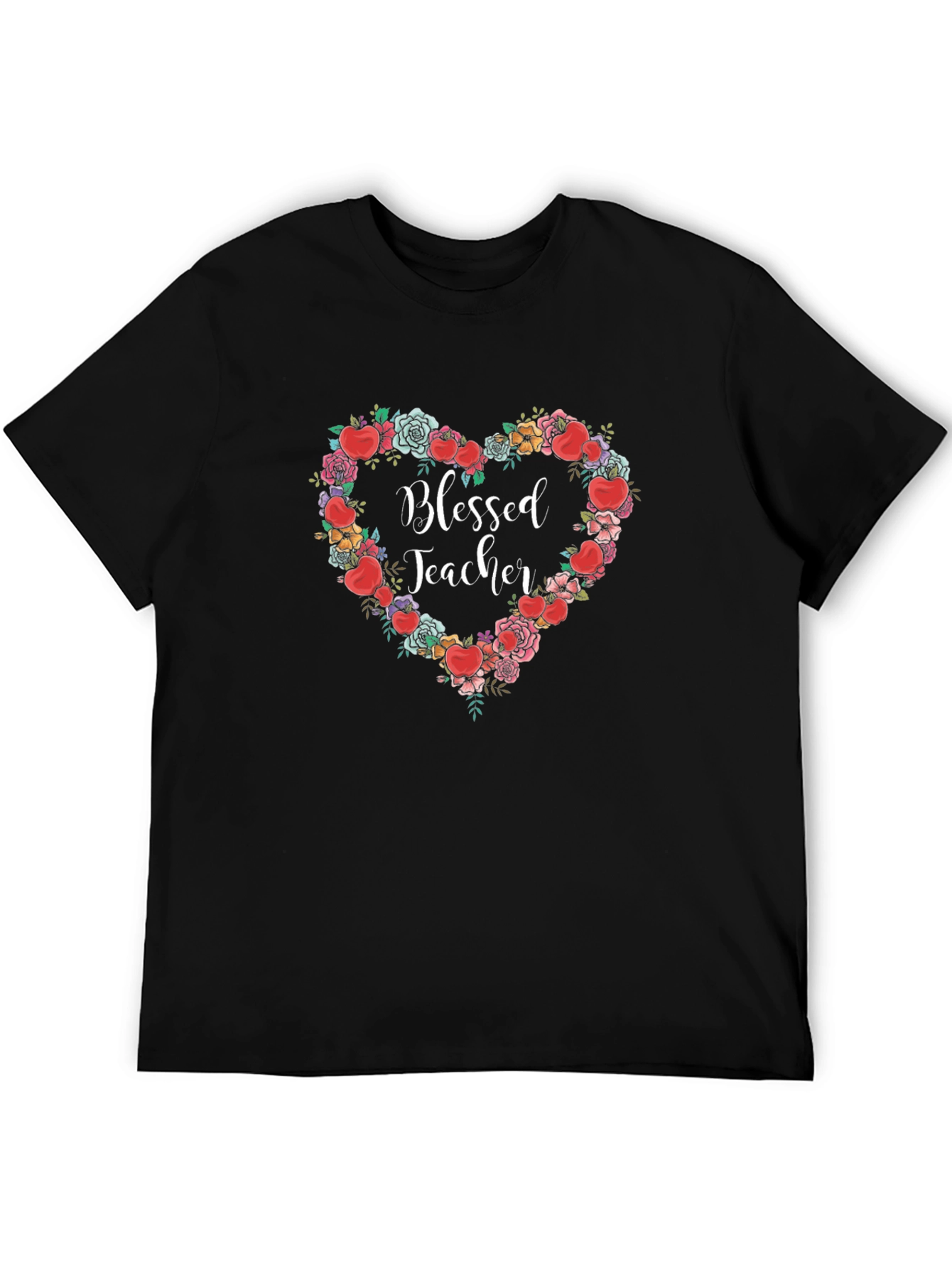 Blessed Teacher Floral Heart T-Shirt