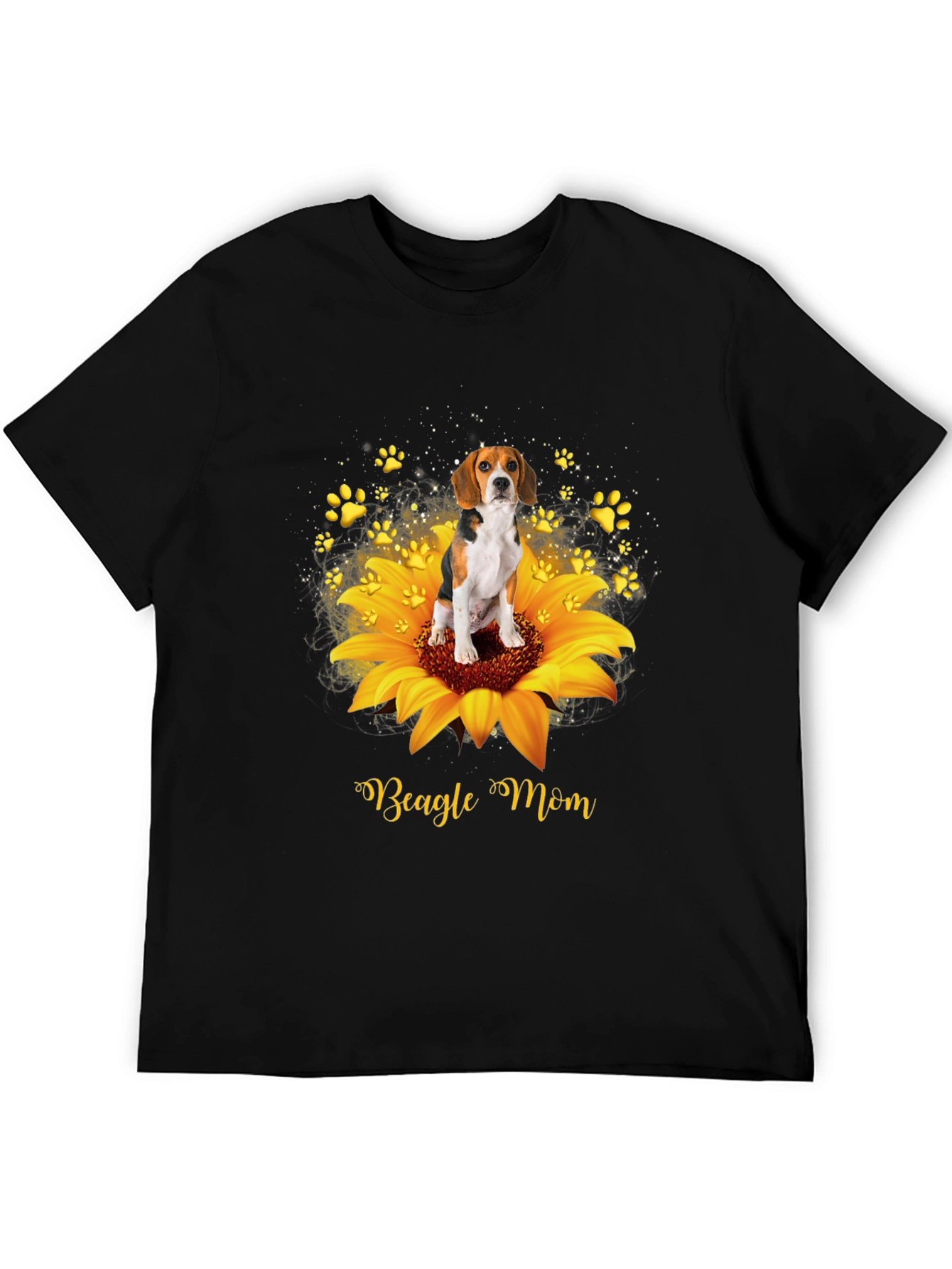 Beagle Mom Sunflower Graphic T-Shirt