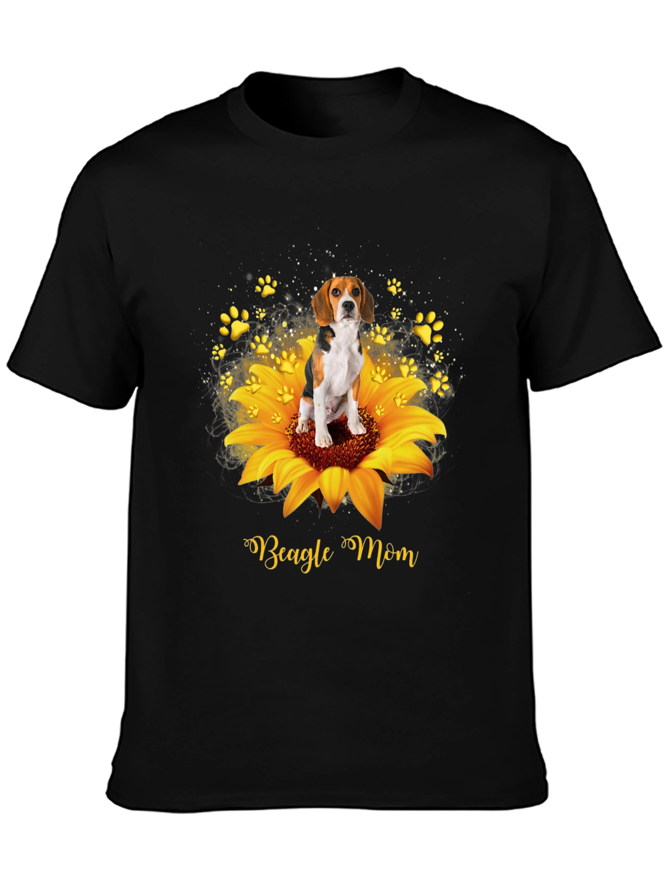 Beagle Mom Sunflower Graphic T-Shirt