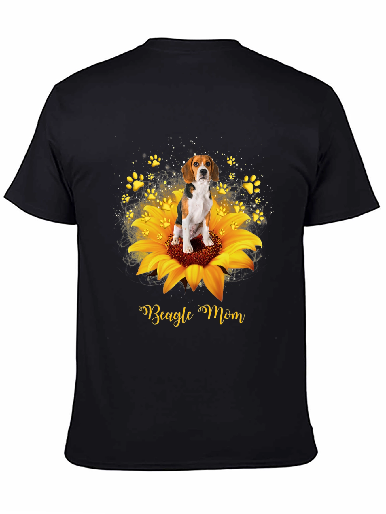 Beagle Mom Sunflower Graphic T-Shirt