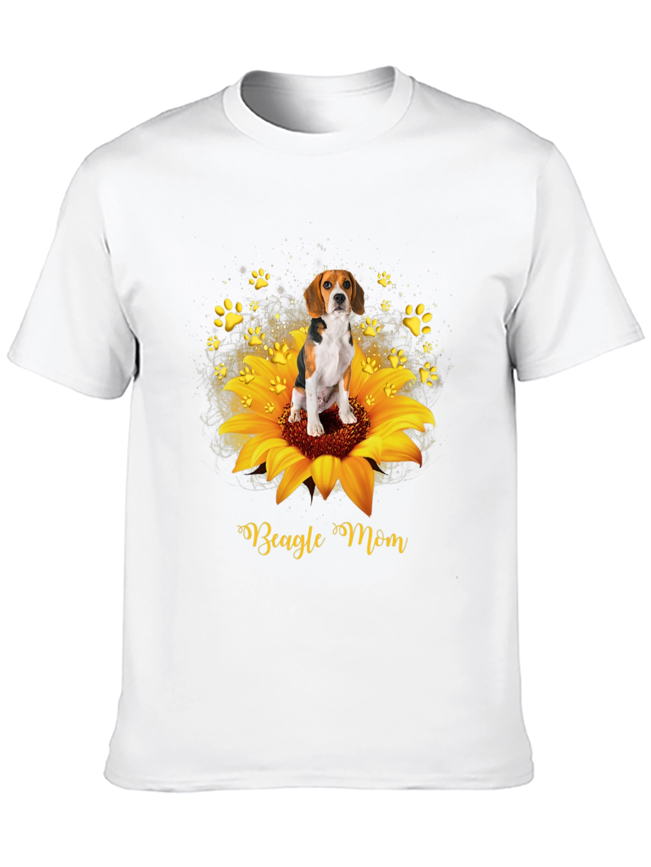 Beagle Mom Sunflower Graphic T-Shirt