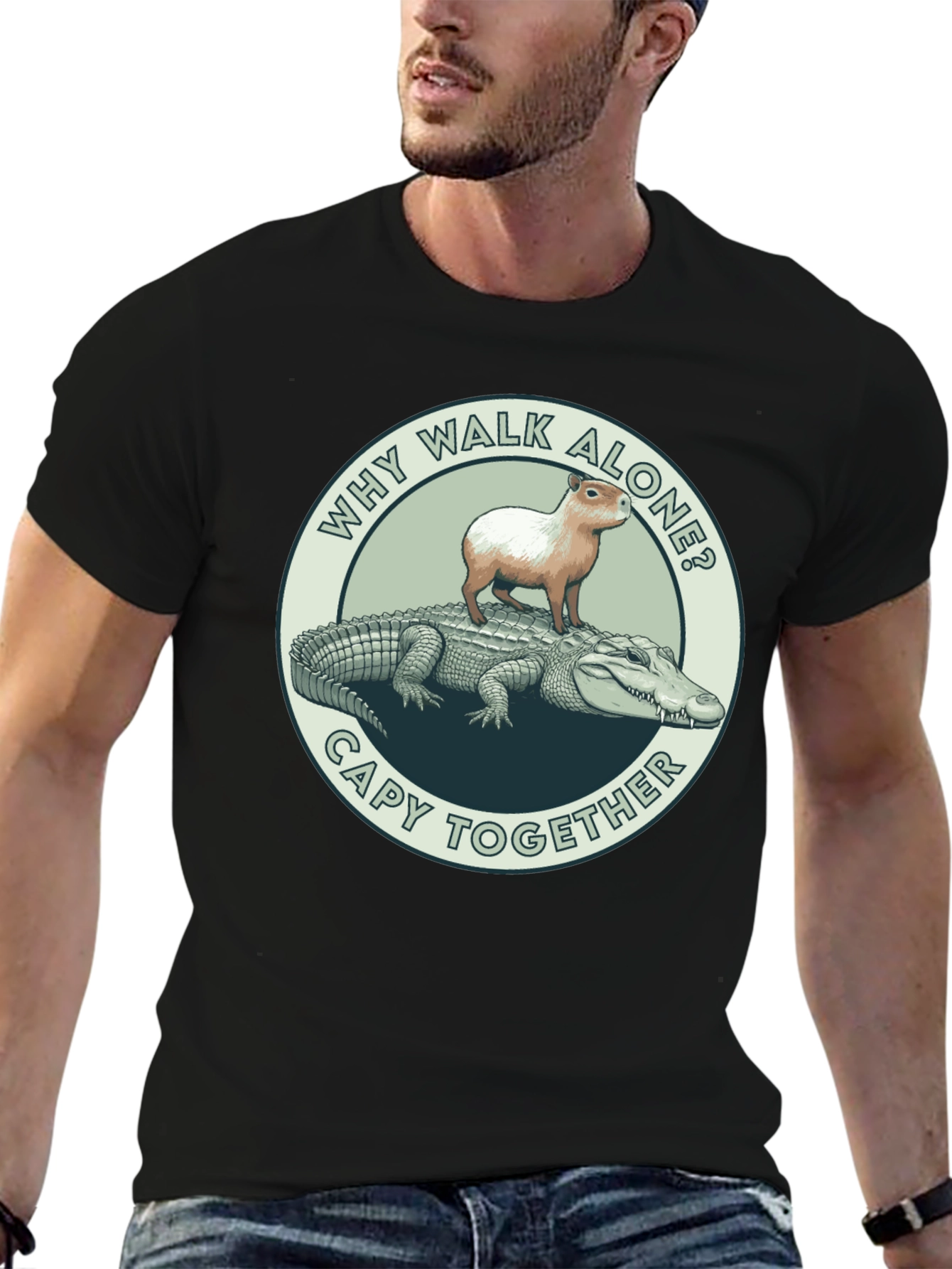 Capybara and Alligator Graphic T-Shirt