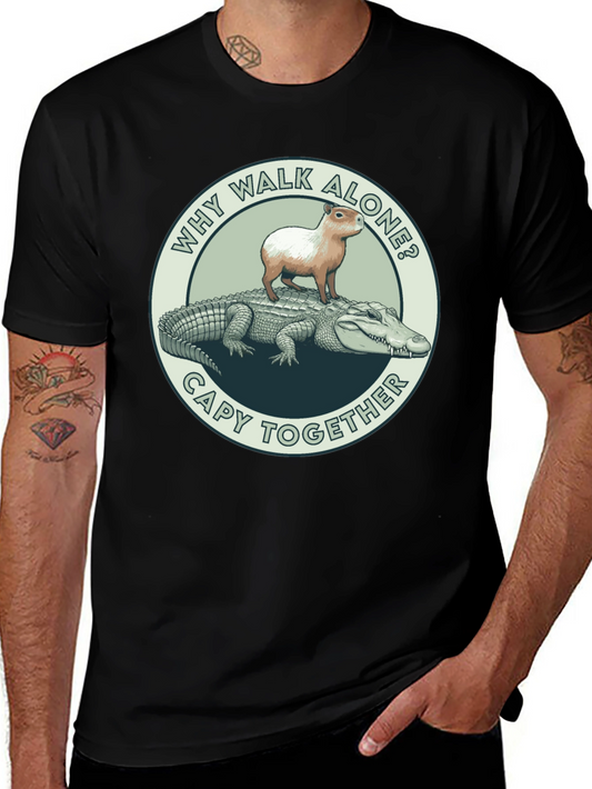 Capybara and Alligator Graphic T-Shirt