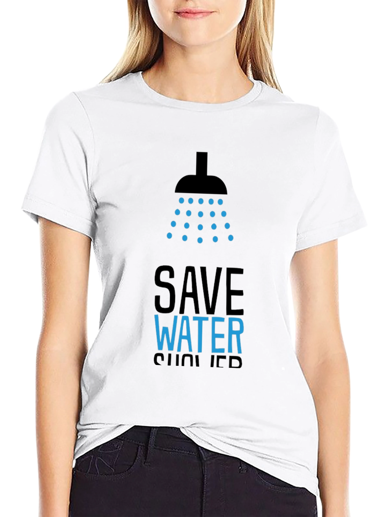 Save Water Shower T-Shirt - Black Graphic Tee