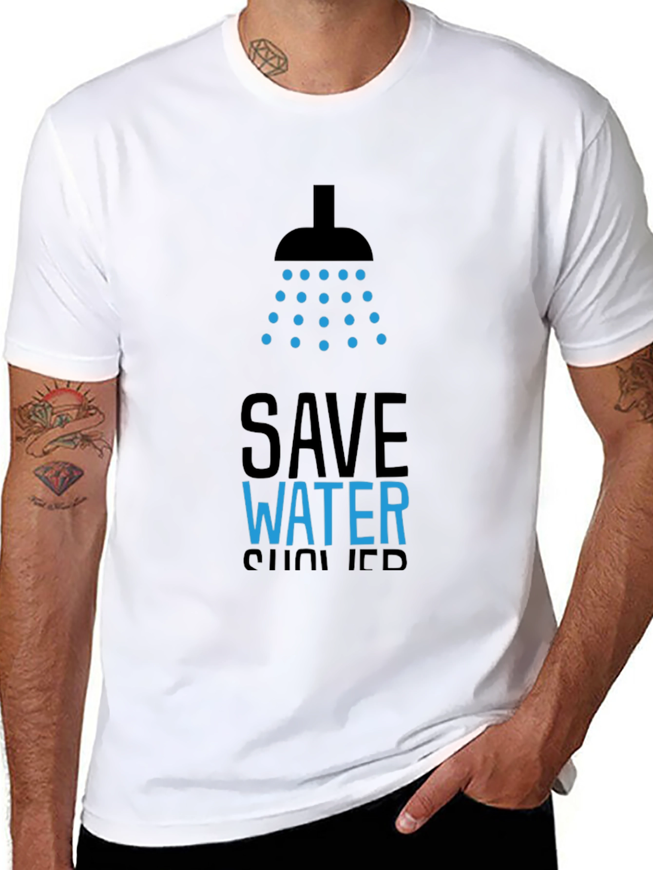 Save Water Shower T-Shirt - Black Graphic Tee