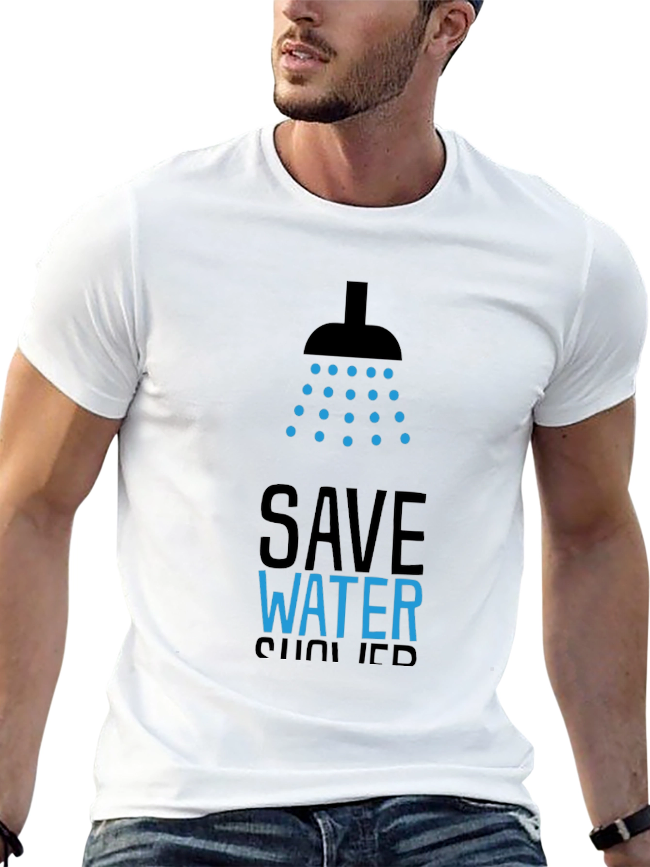 Save Water Shower T-Shirt - Black Graphic Tee