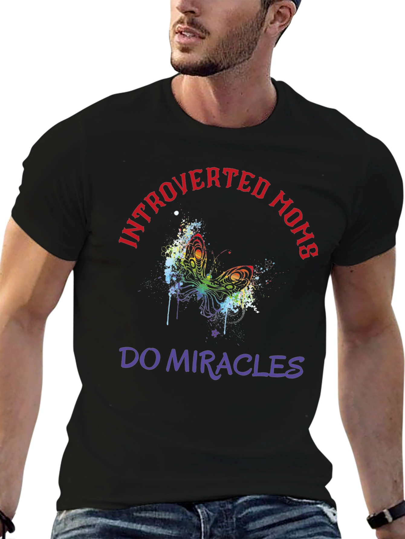 Introverted Moms T-Shirt Butterfly Graphic