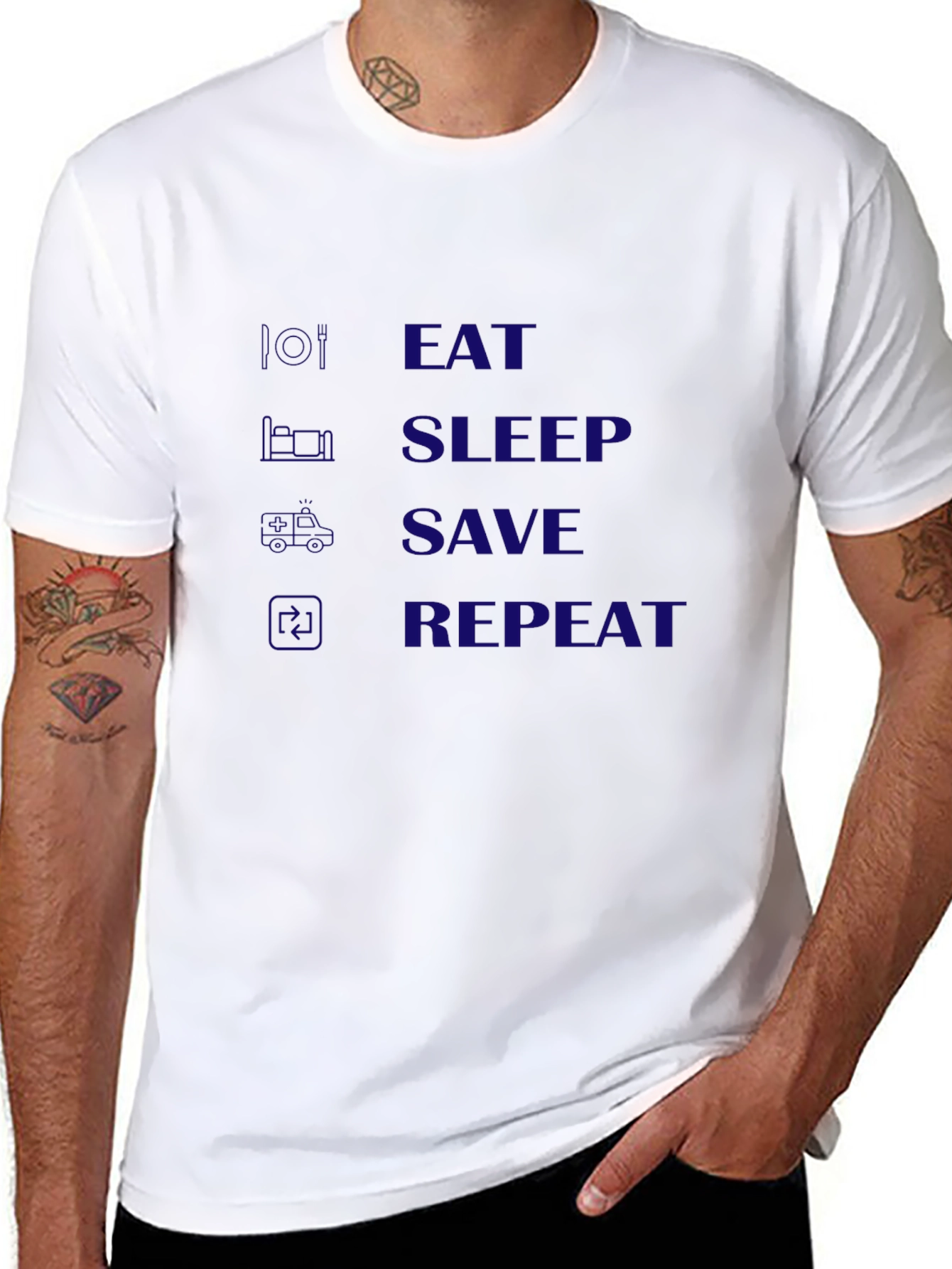 Eat Sleep Save Repeat Black Graphic Tee