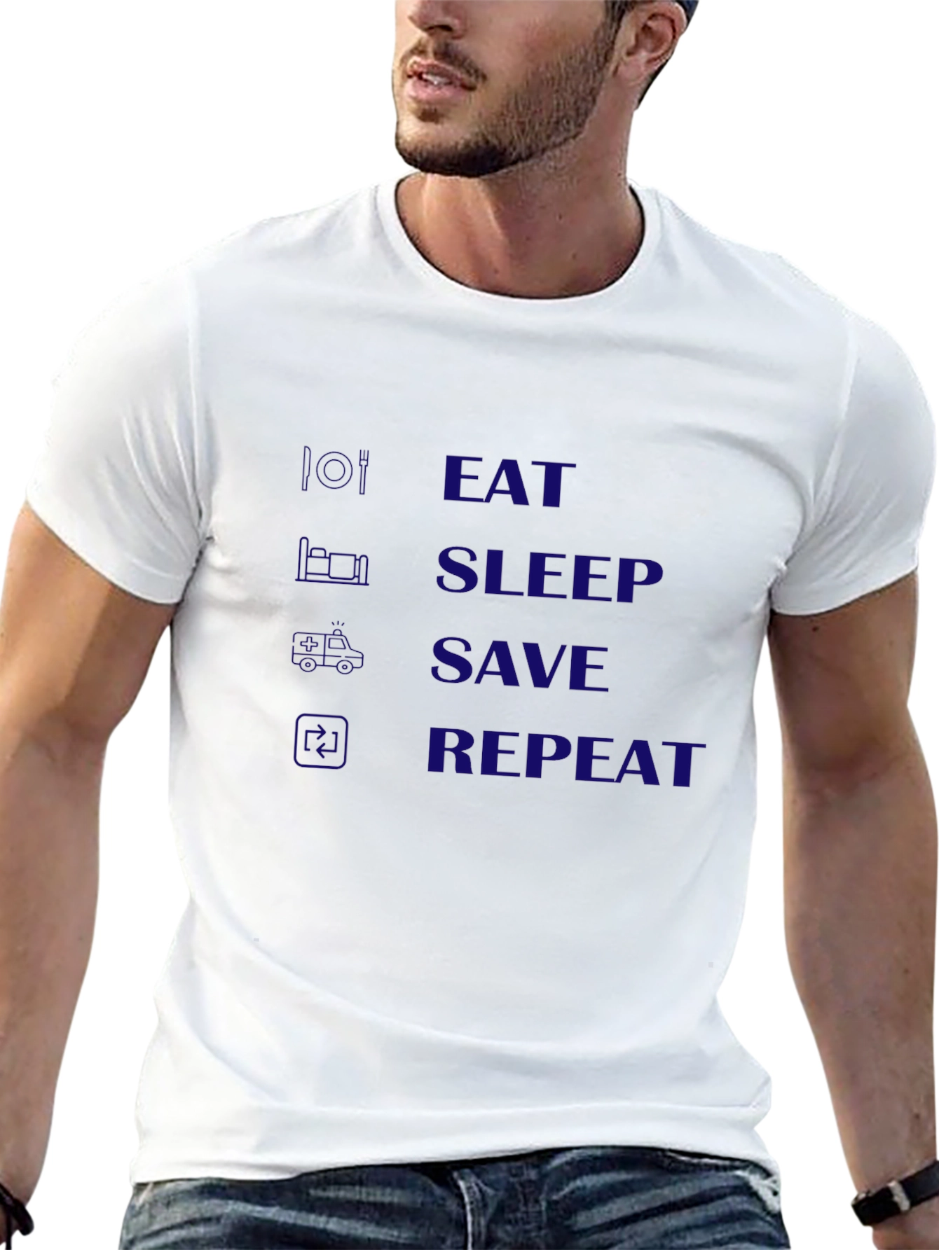 Eat Sleep Save Repeat Black Graphic Tee